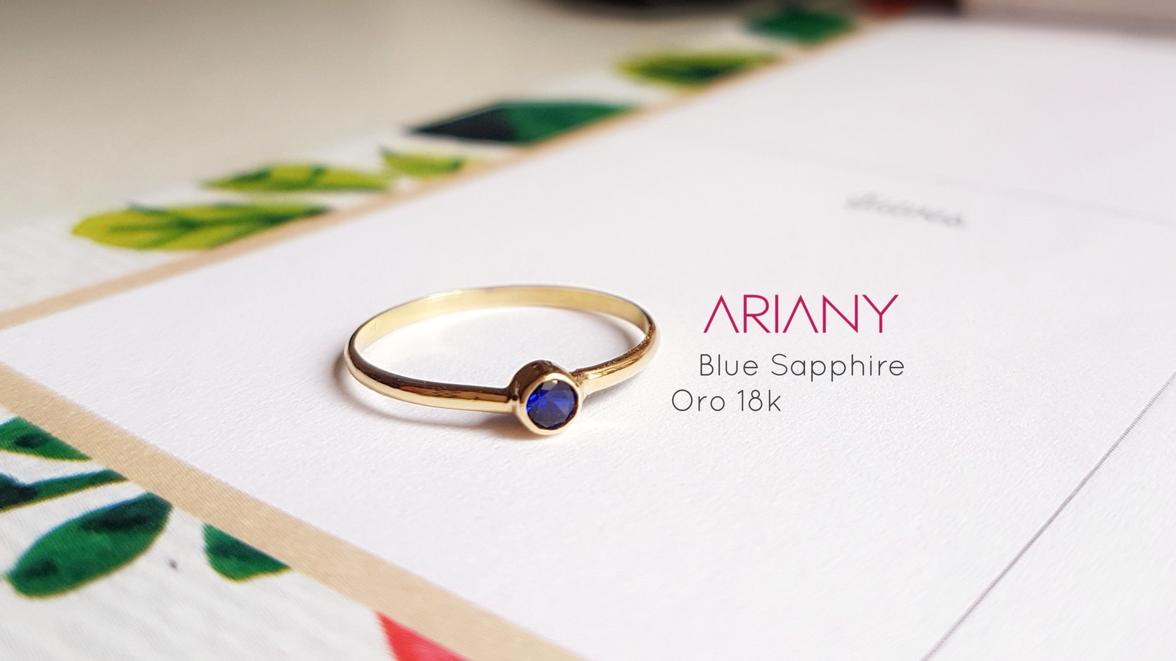 Anillo Zafiro Azul Sparkle  - Oro 18k