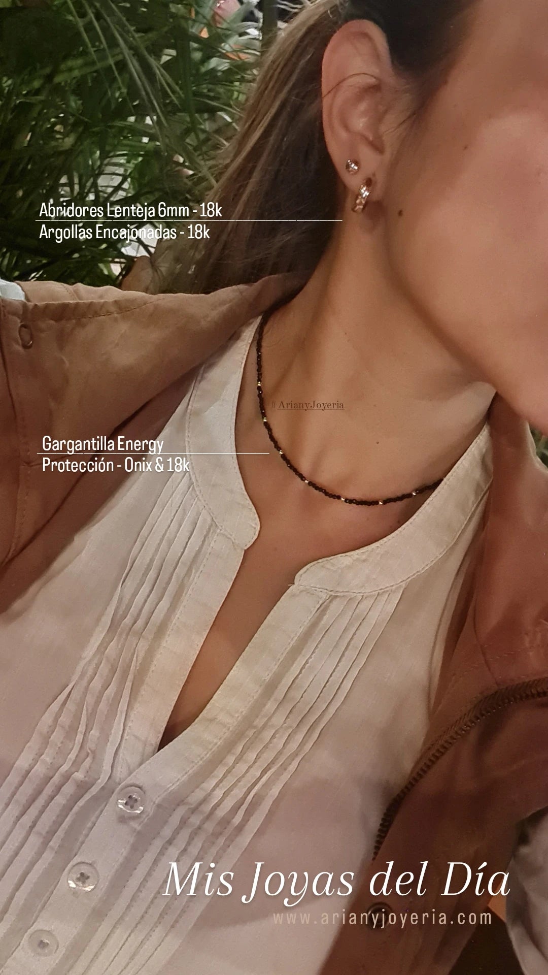 Gargantilla Turmalina Negra: Protección - Oro 18k