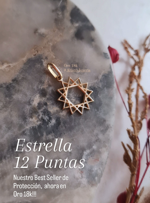 Dije Estrella 12 Puntas - Oro 18k