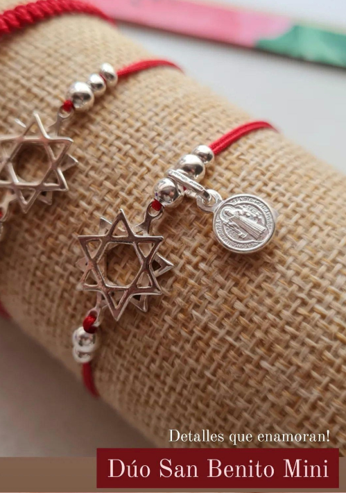 Pulsera Duo Estrella 12 Puntas & San Benito - P925/950