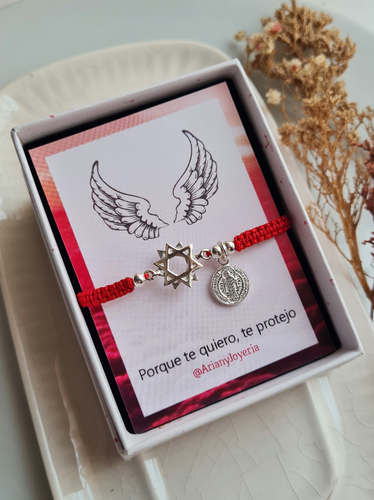 Pulsera Duo Estrella 12 Puntas & San Benito - P925/950