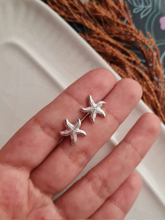 Arete Estrella de Mar Texturada  - Plata 925