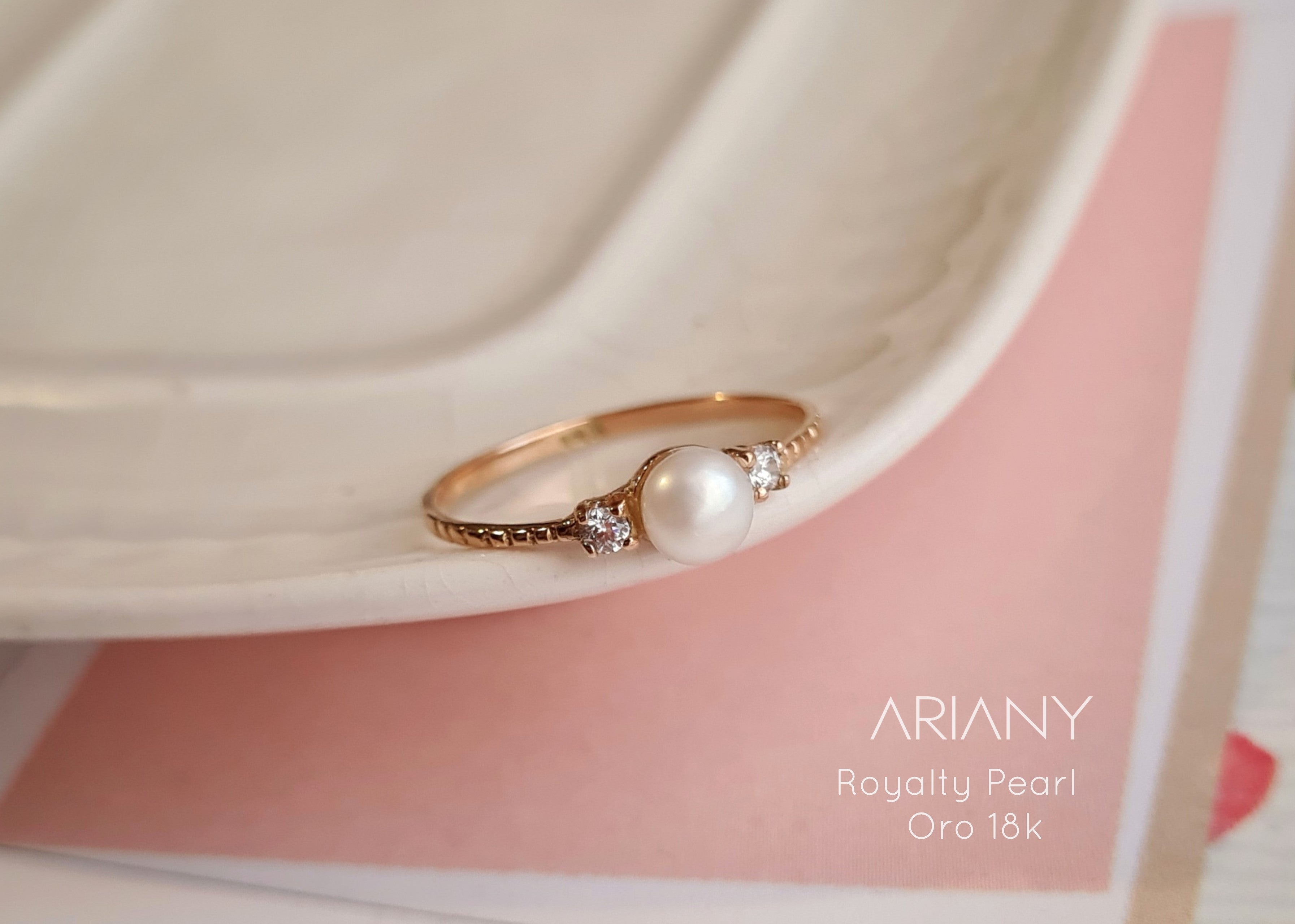 Anillo Perla & Swarovski - Oro 18k