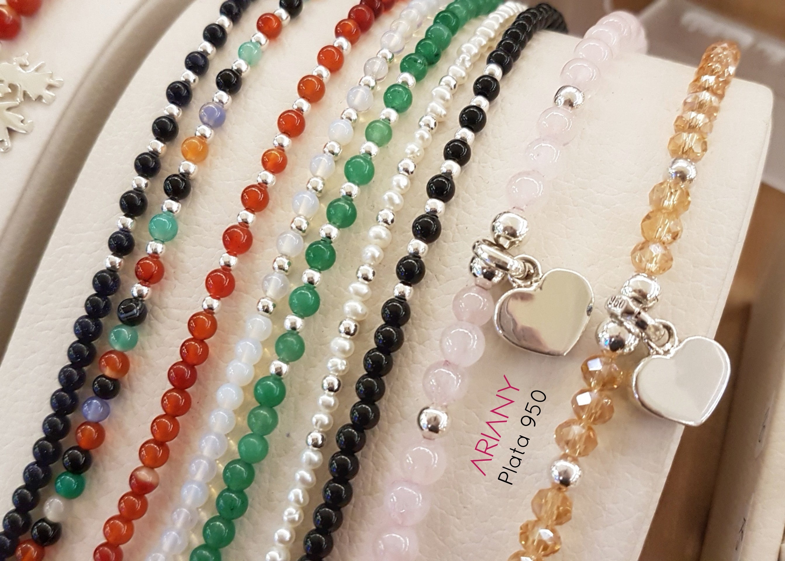 Pulsera Piedras Naturales Minimalista  - Plata 925
