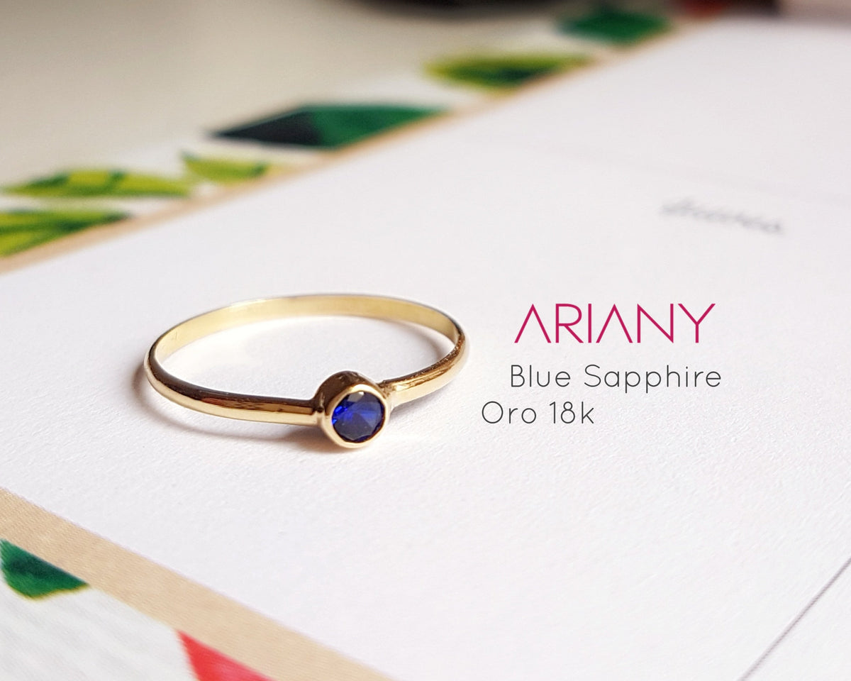 Anillo Zafiro Azul Sparkle  - Oro 18k