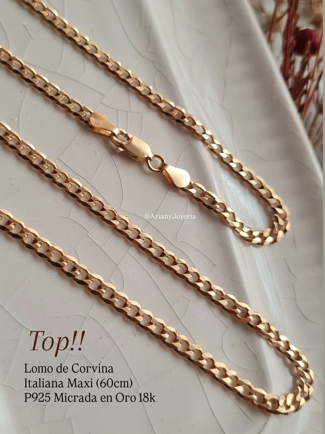 Cadena Lomo de Corvina Italiano - P925 Micrada 18k (Sin dije)