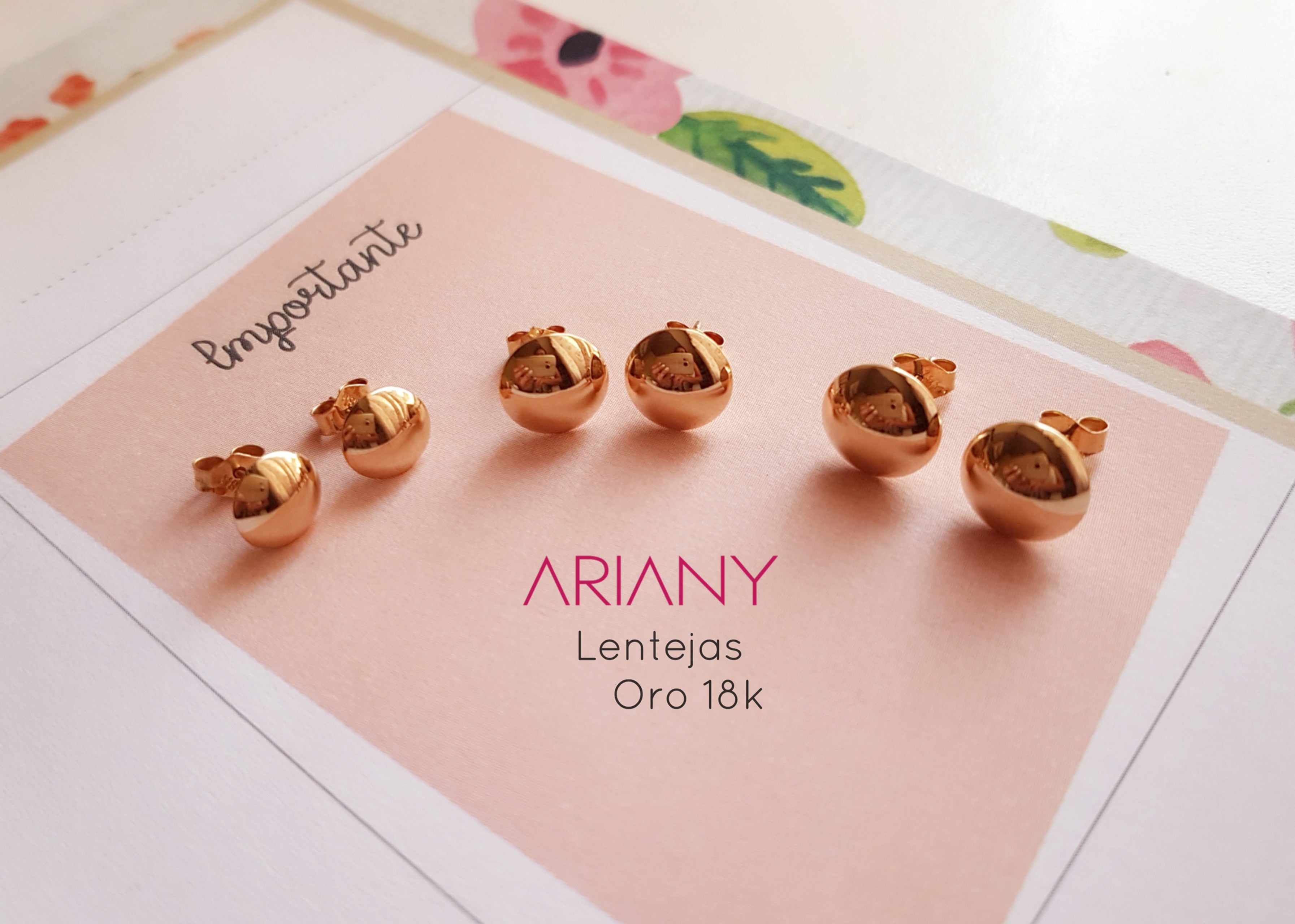 Aretes Lentejas - Oro 18k