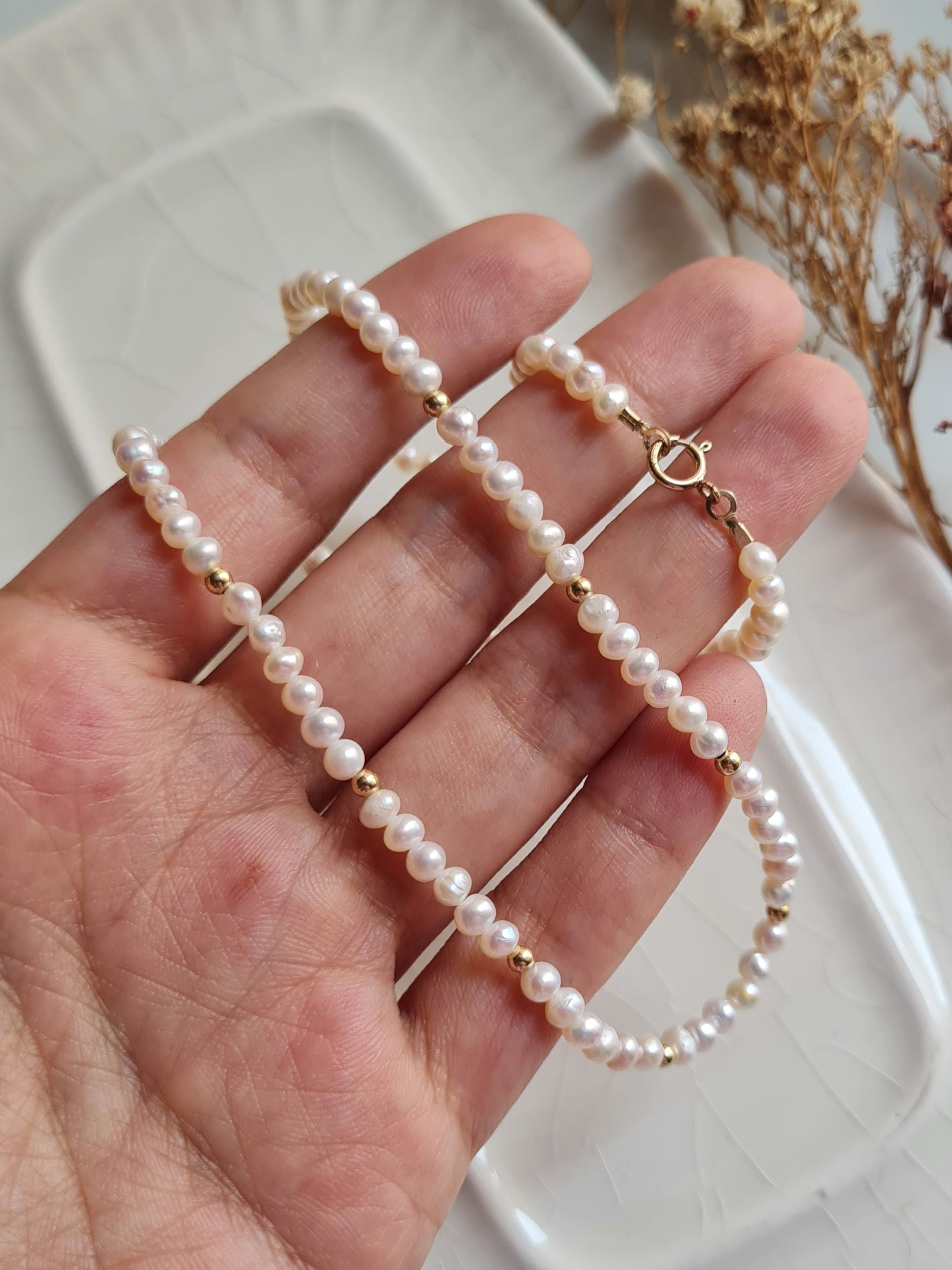 Gargantilla Perlas Redondas - GF 14k