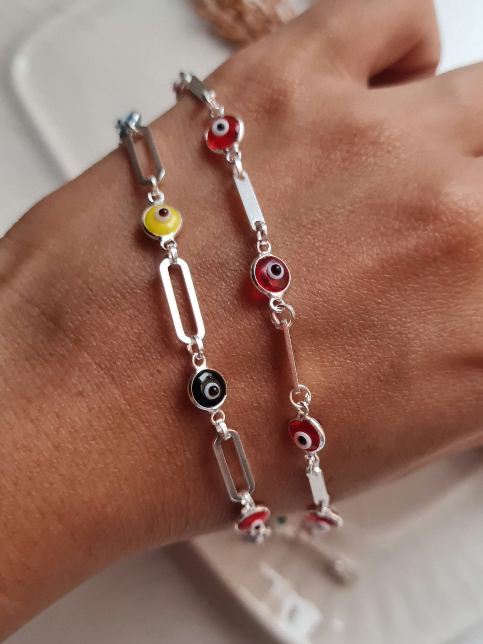 Pulsera Ojo Turco Clips - Plata 925