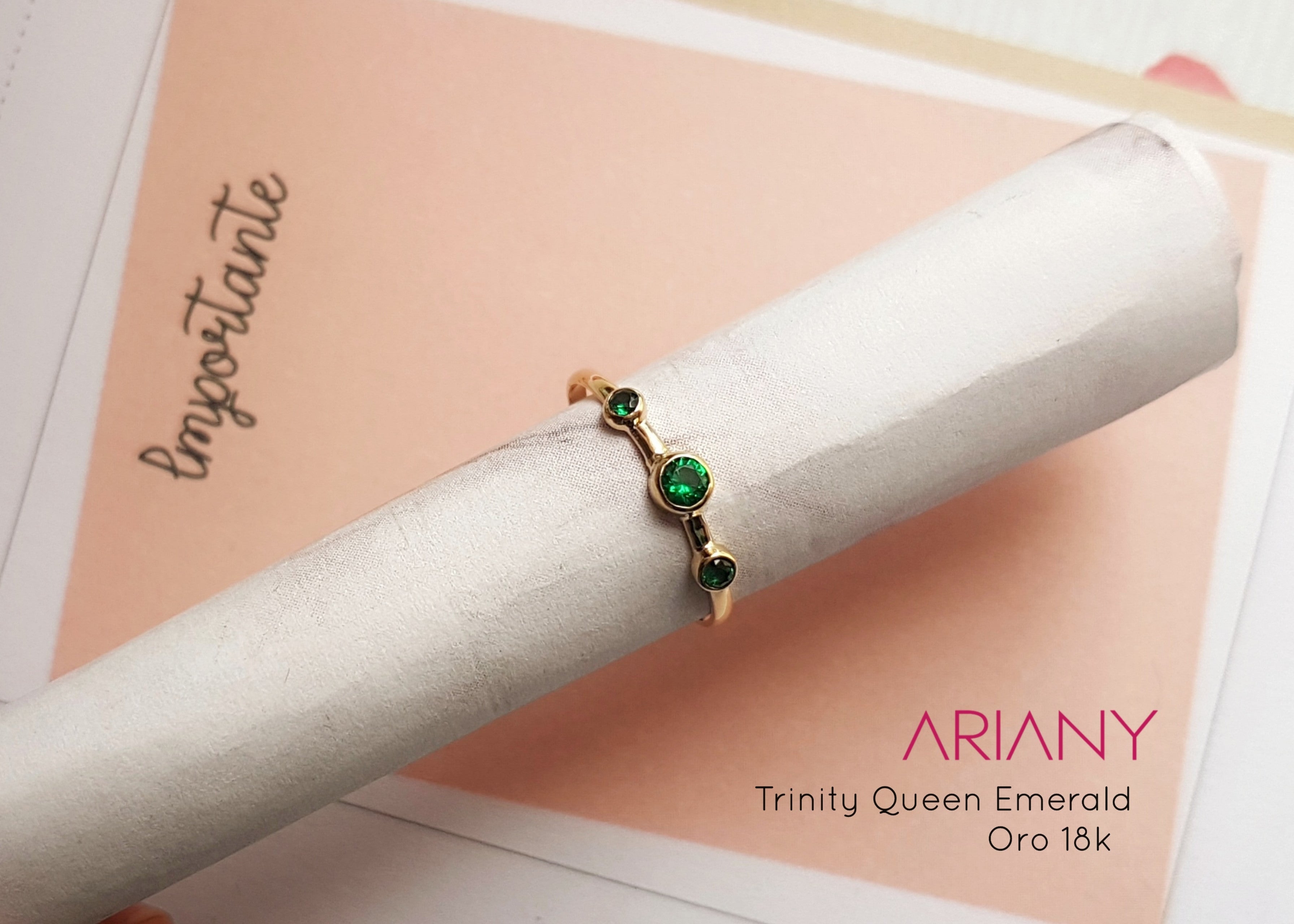 Anillo Esmeralda Trinity Queen - Oro 18k