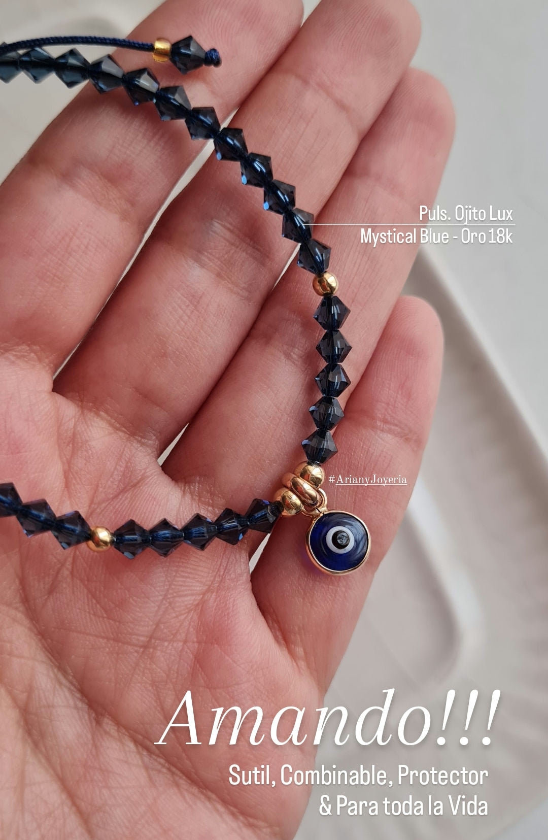 Pulsera Ojo Turco Swarovski Lux Azul - Oro 18k
