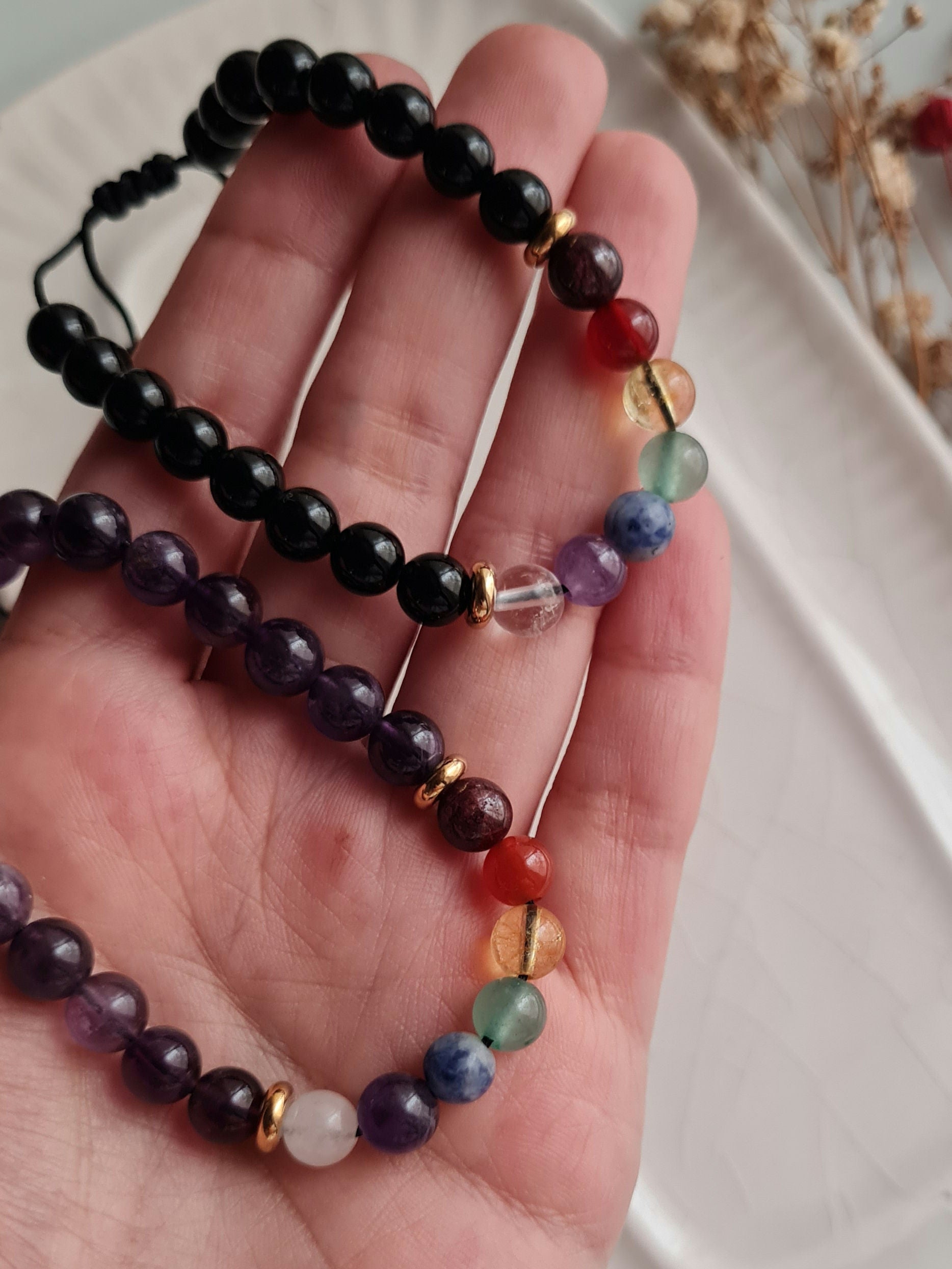 Pulsera 7 Chakras Piedras Naturales - Acero