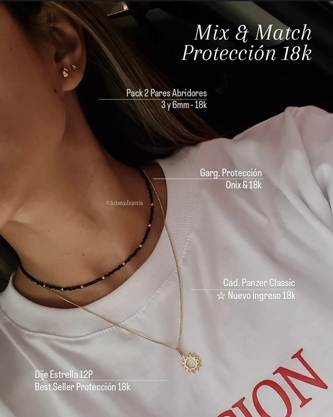 Gargantilla Energy Onix: Protección - Oro 18k