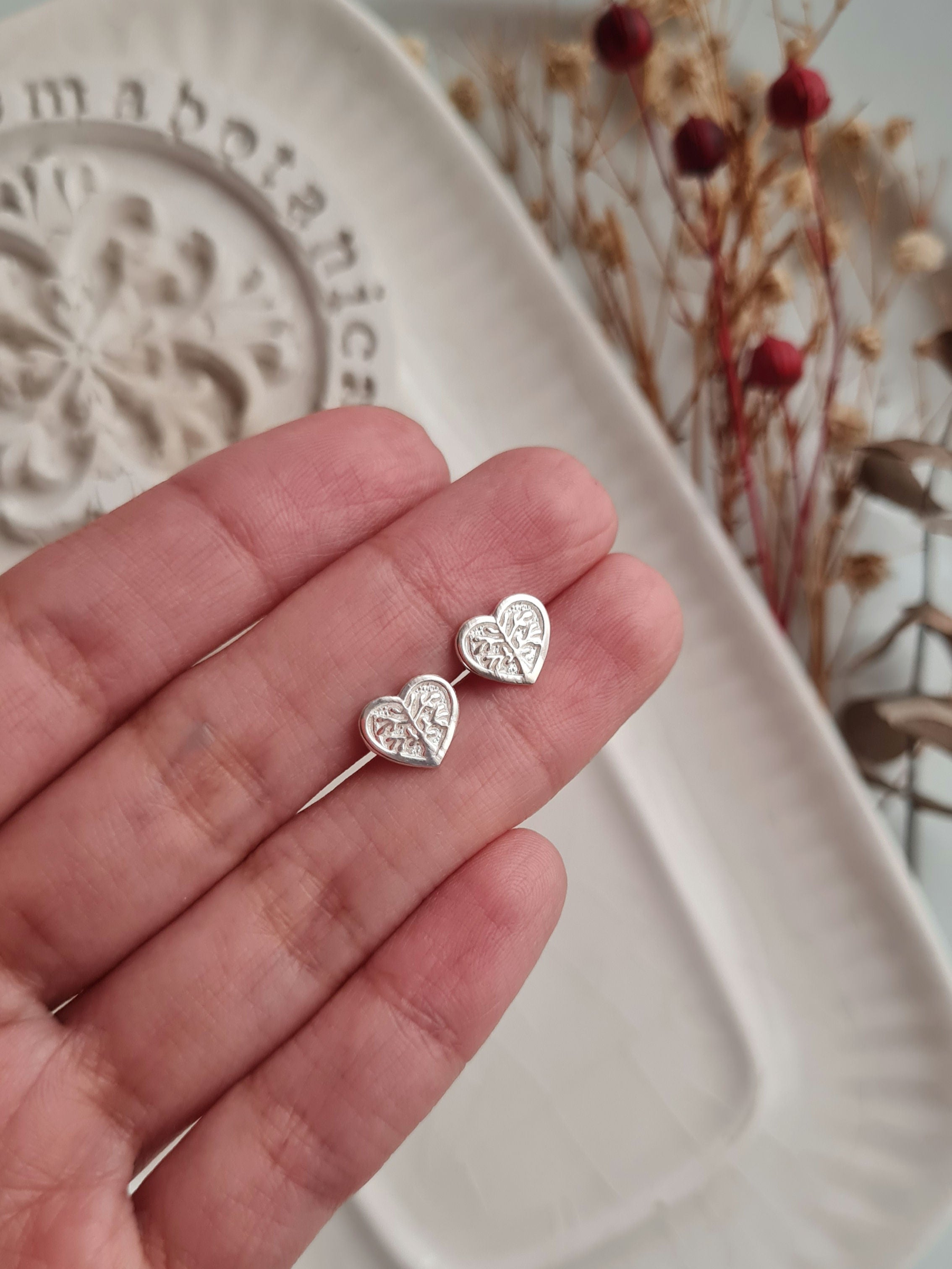 Aretes Arbol Corazon - Plata 950