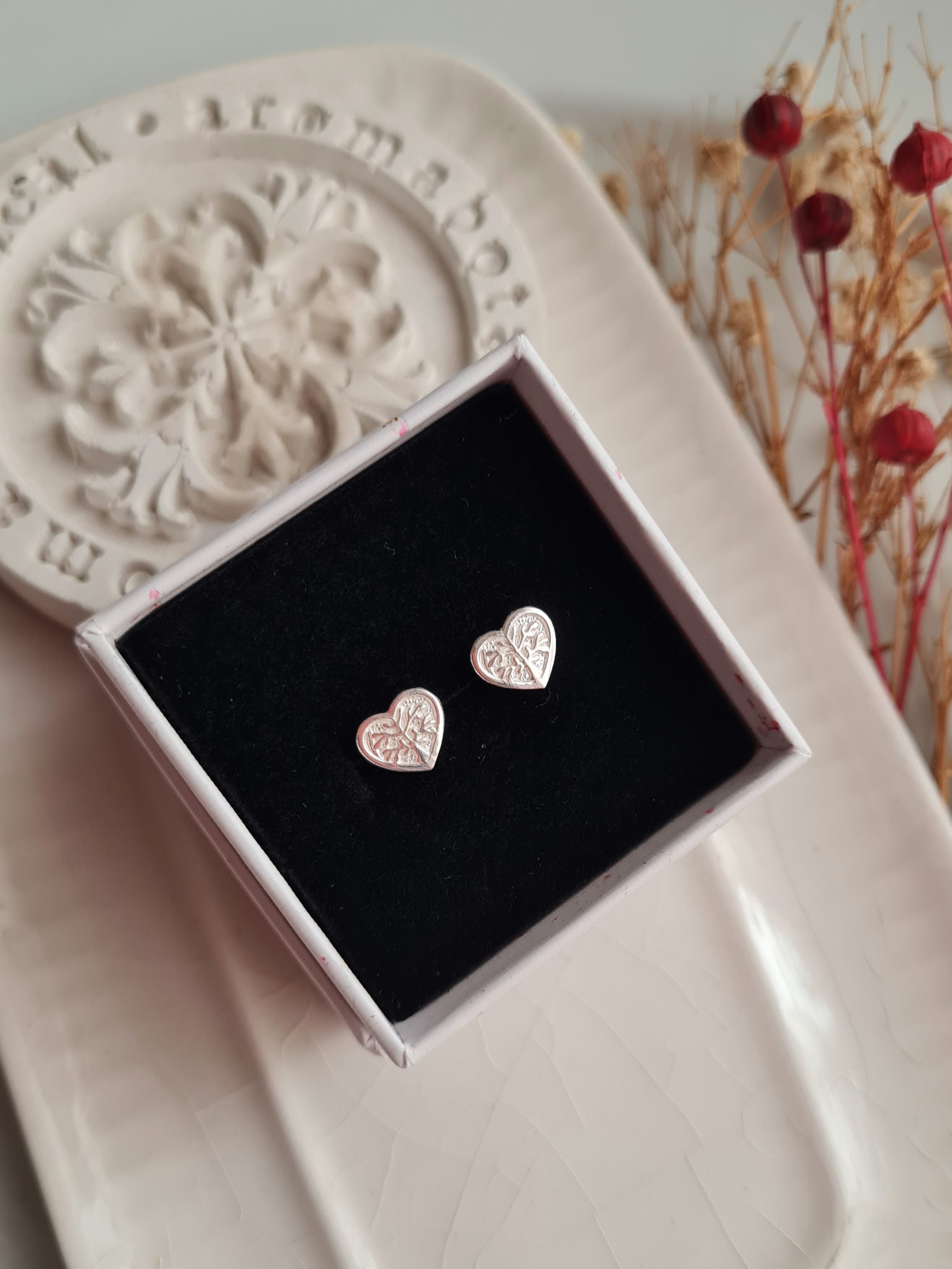 Aretes Arbol Corazon - Plata 950