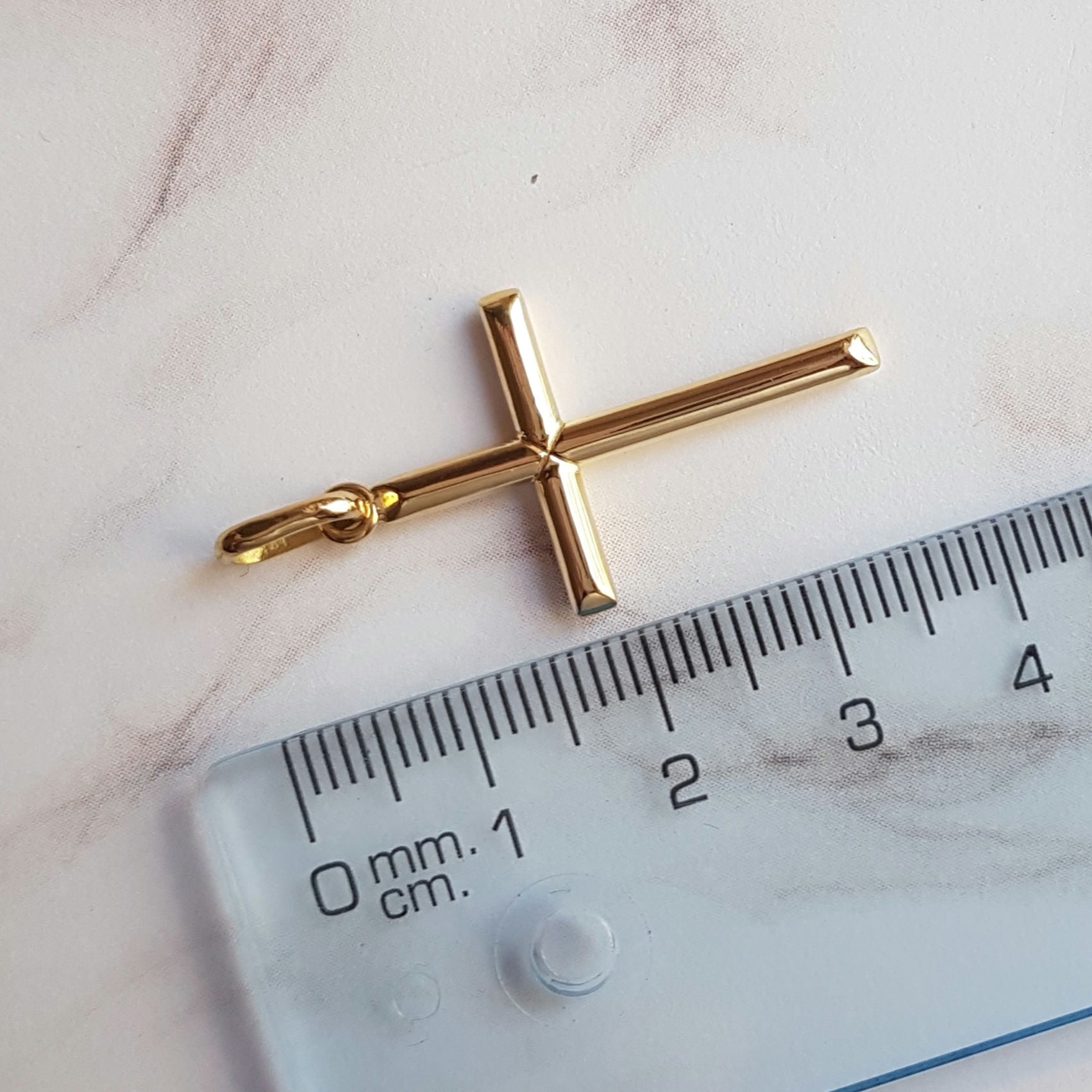 Dije Cruz Tubo - Oro 18k