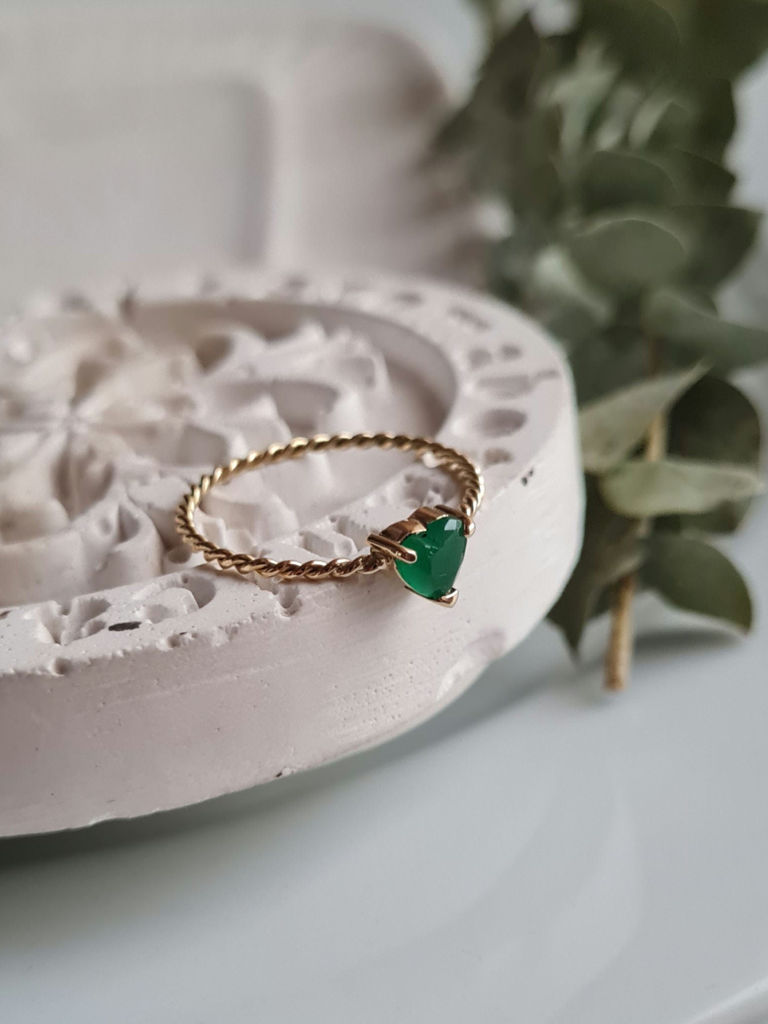 Anillo Corazon Jade - Oro 18k