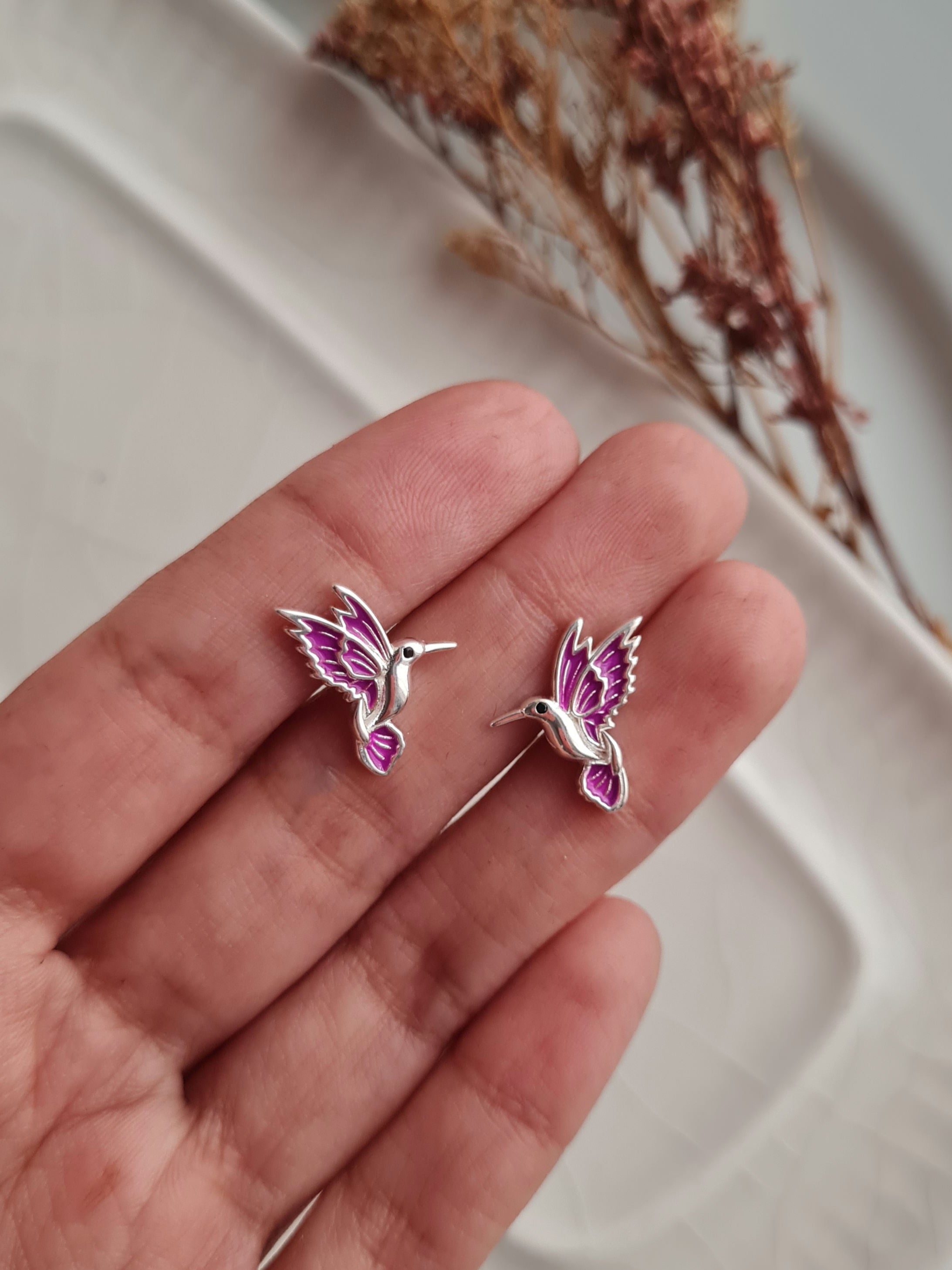 Aretes Colibri Rosa - P925 Italano