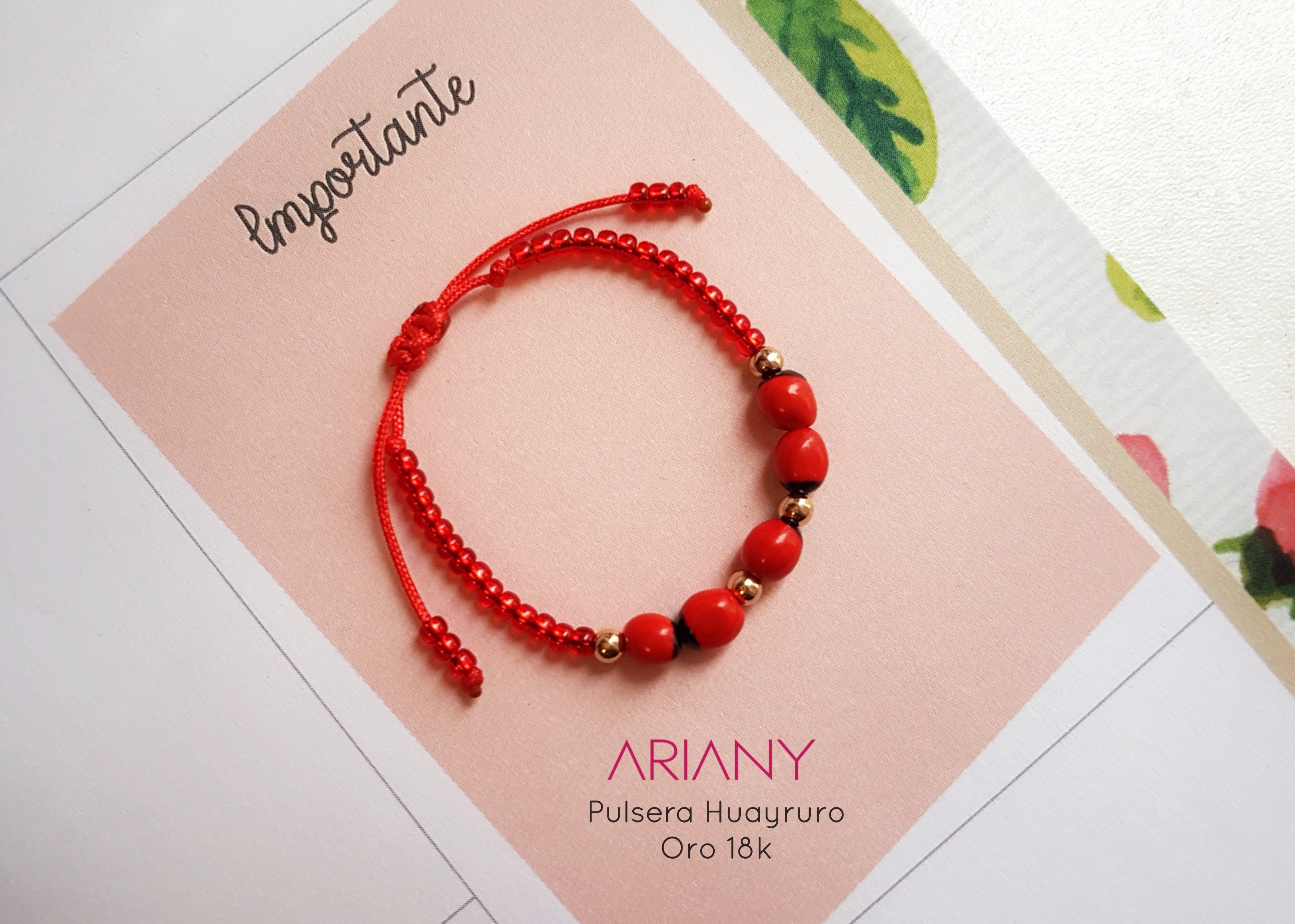 Pulsera Protección Huayruro - Oro 18k