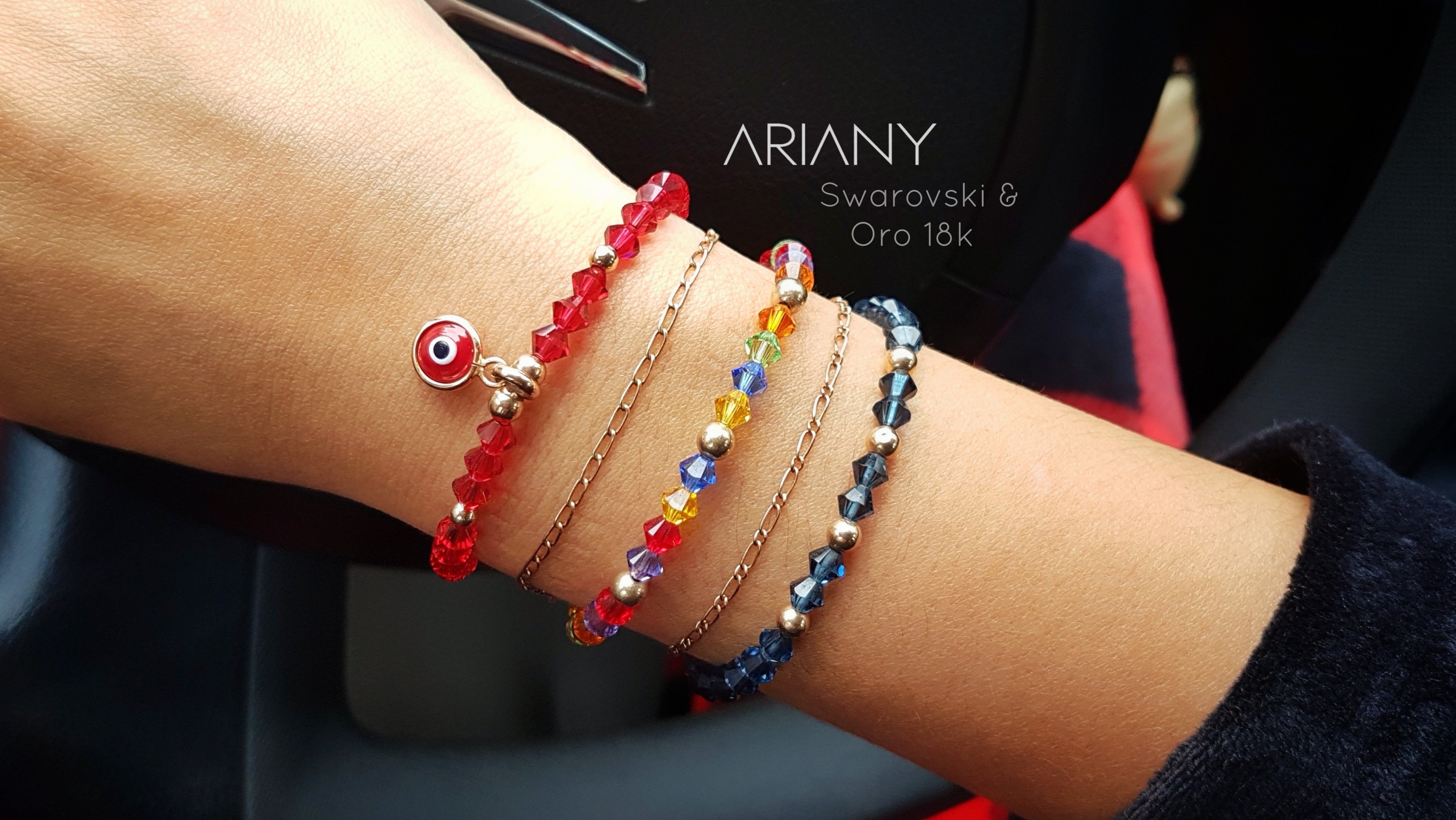 Pulsera Ojo Turco Swarovski Lux Azul - Oro 18k