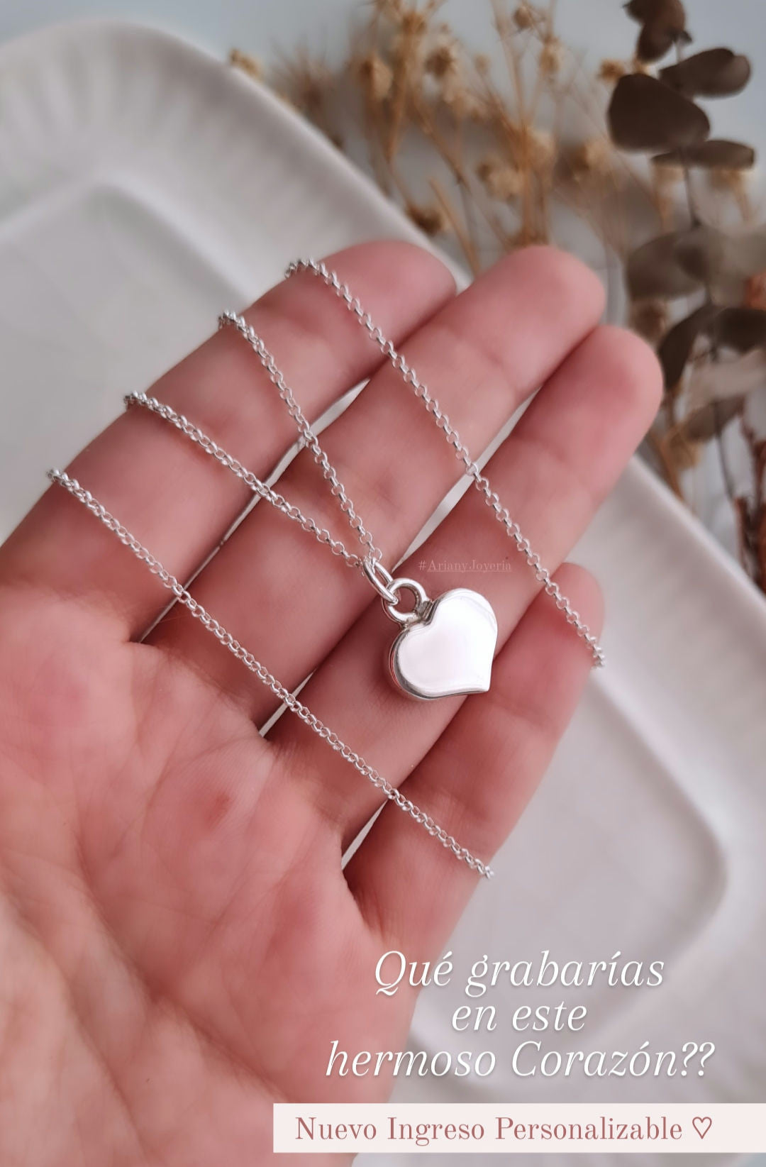 Cadena Corazón Personalizable - Plata 925/950