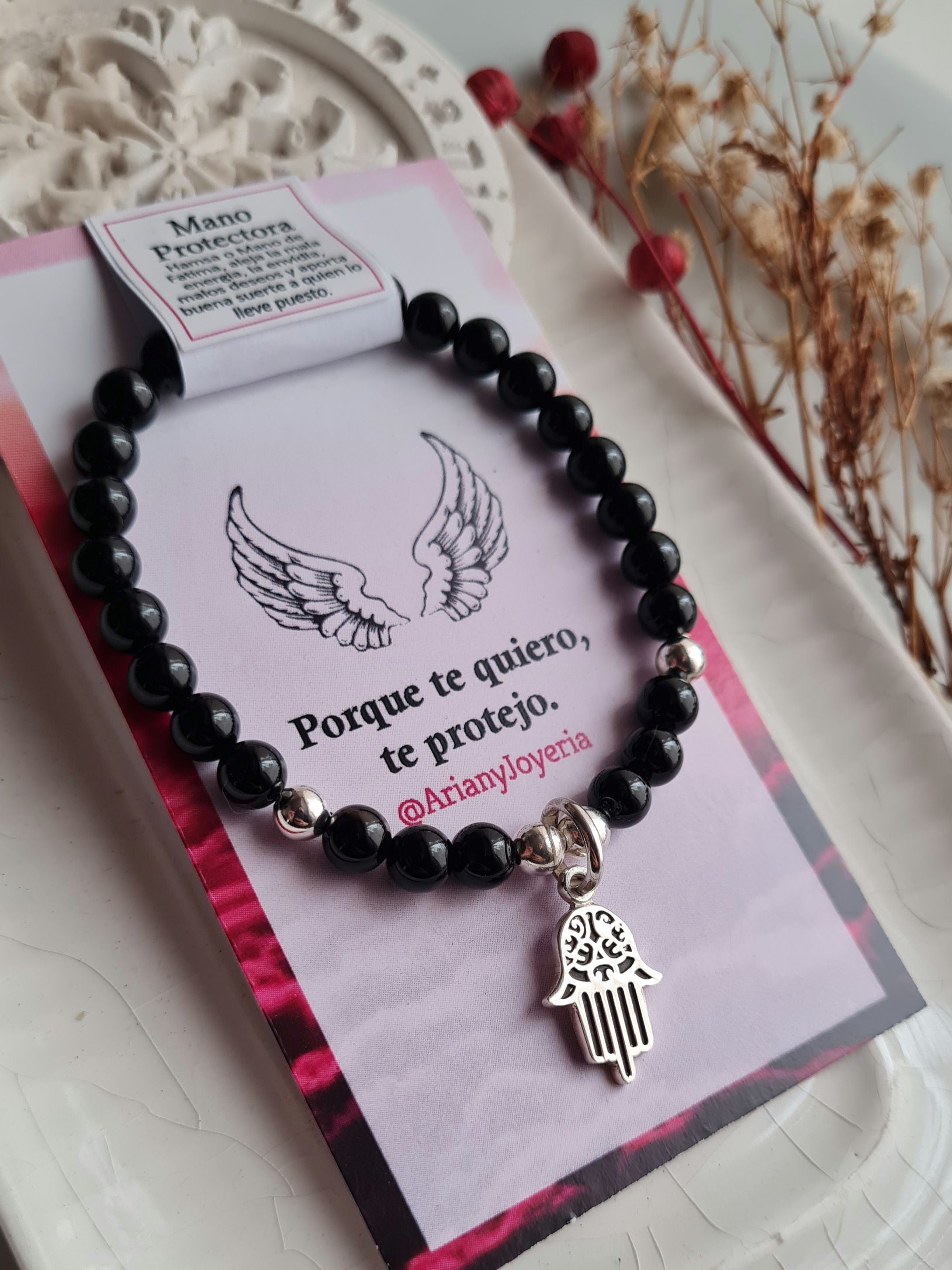 Pulsera Mano Protectora & Piedras Naturales - P925/950