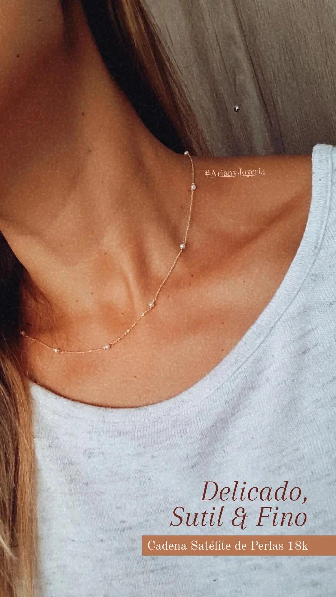 Cadena Satelite Perlas - Oro 18k