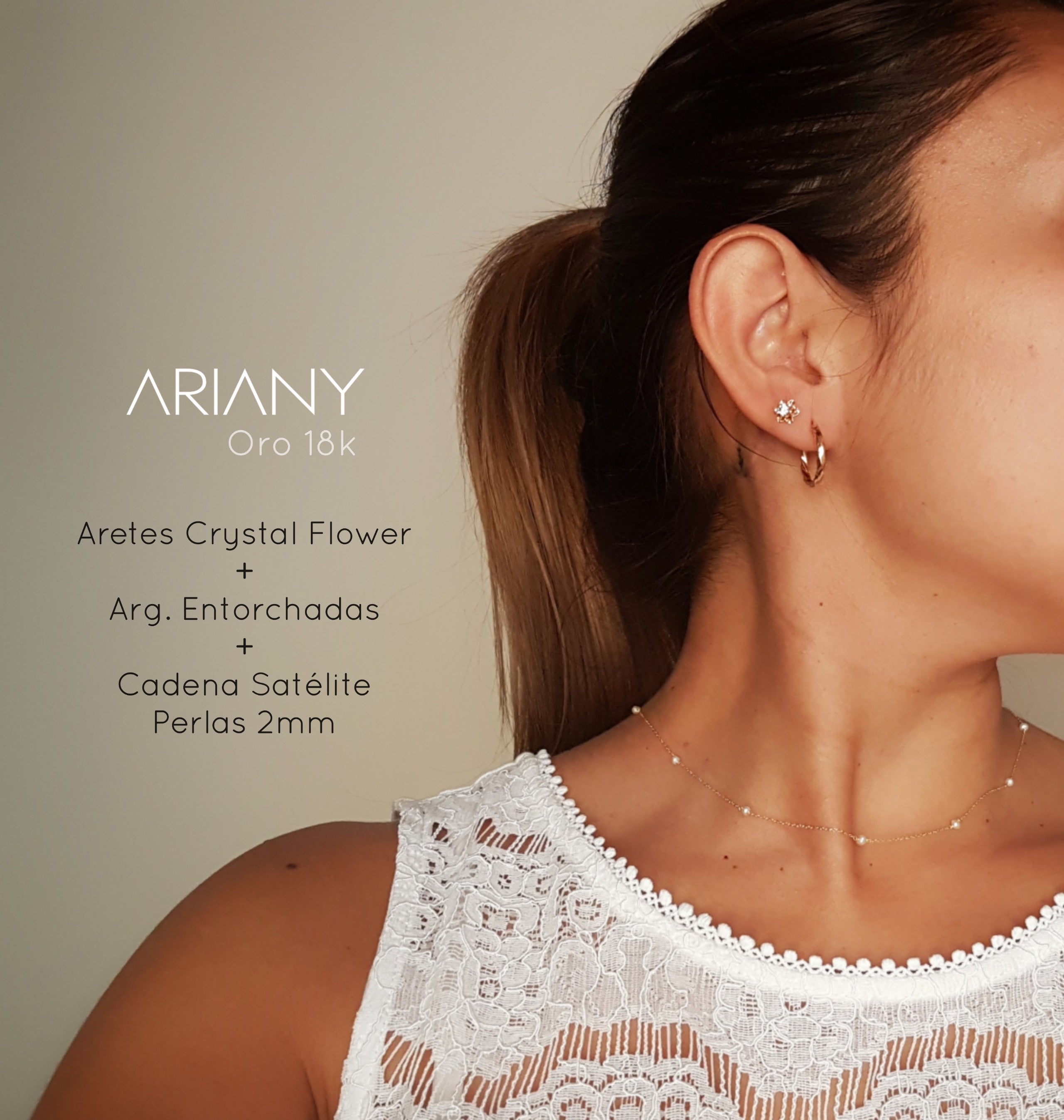 Cadena Satelite Perlas - Oro 18k