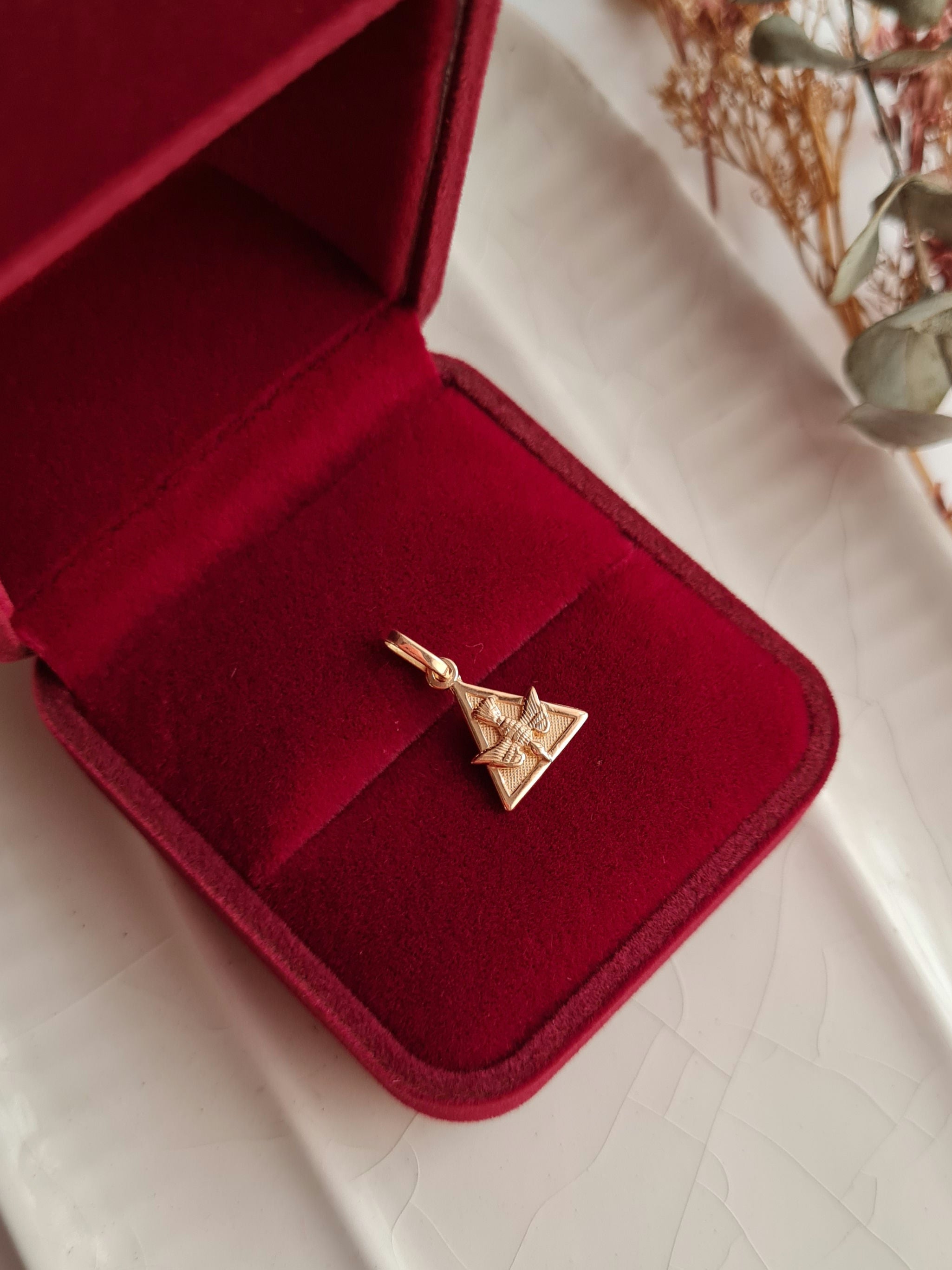 Dije Espiritu Santo Triangular - Oro 18k