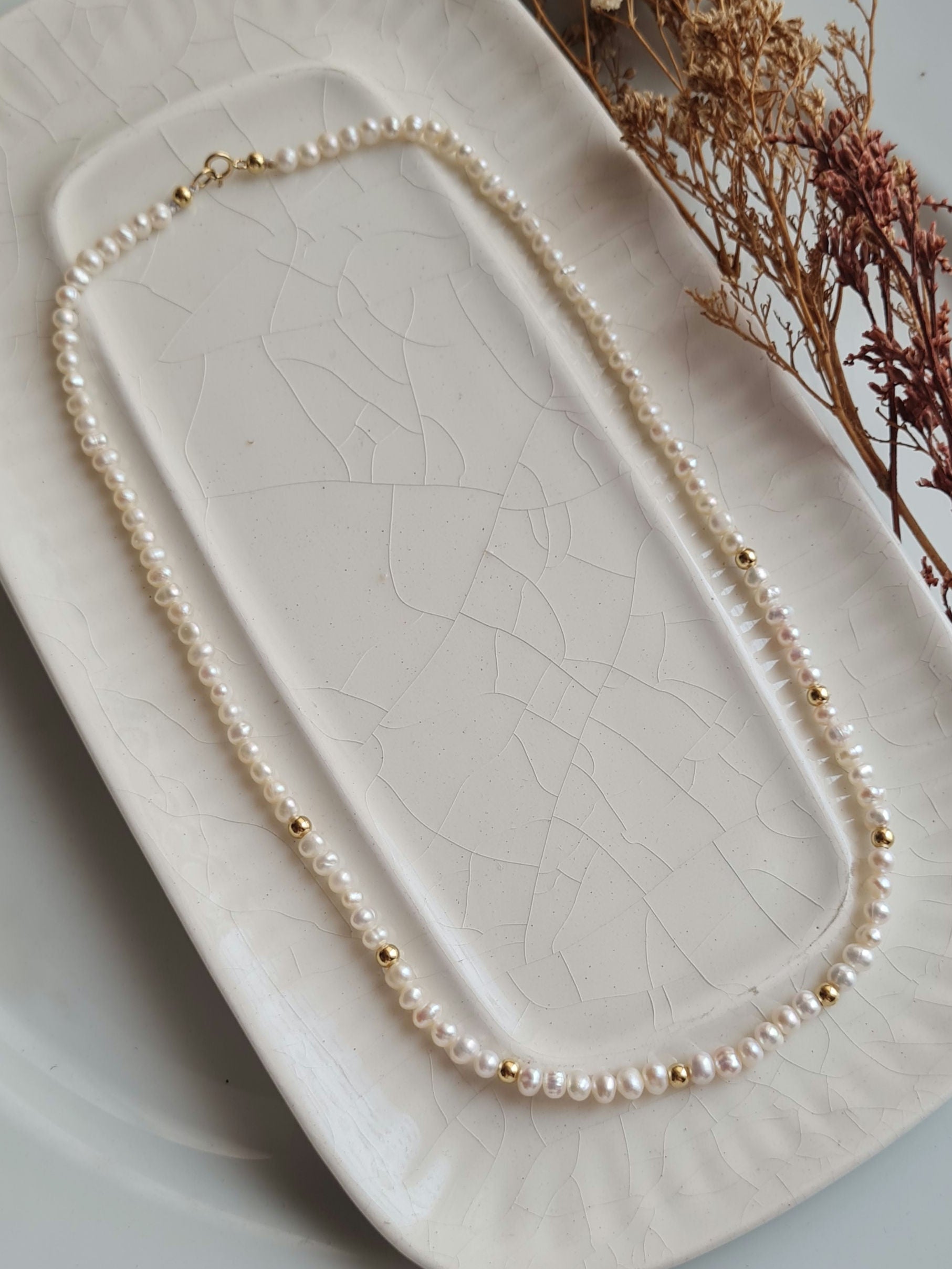 Gargantilla de Perlas Redondas - Oro 18k