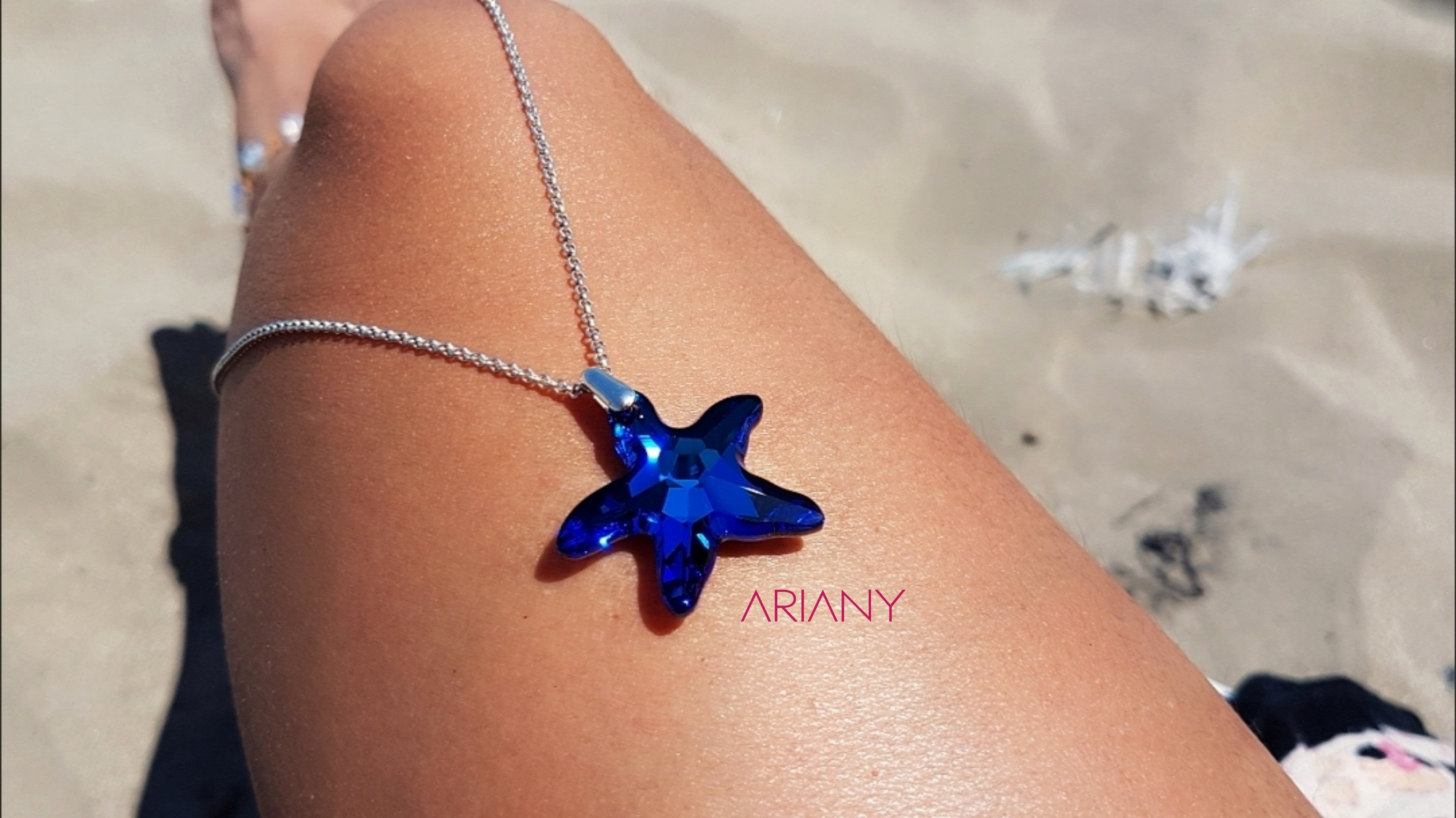 Starfish Swarovski Navy Blue - Plata 925/950