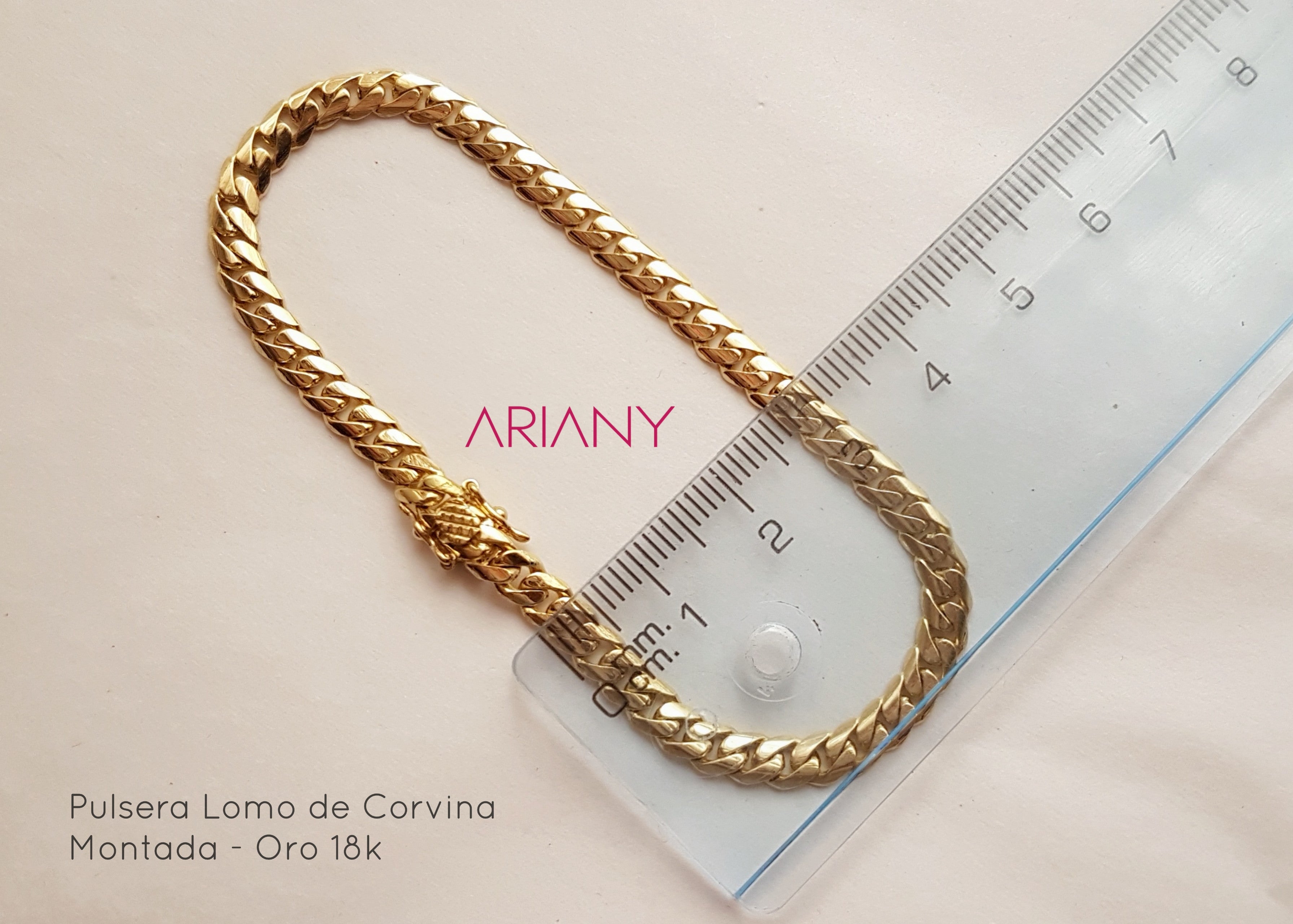 Pulsera Lomo de Corvina (4mm) Montada - Oro 18k