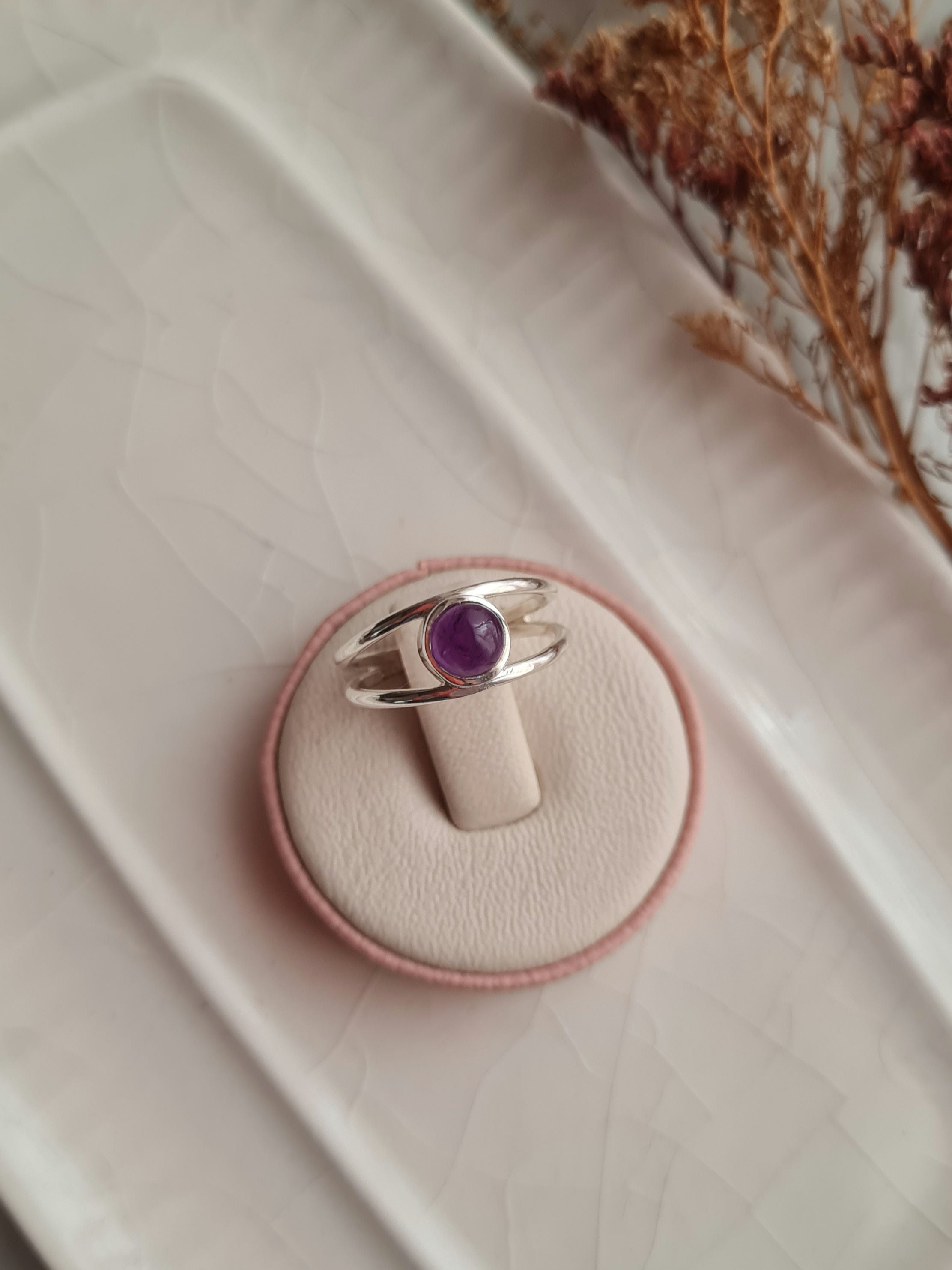 Anillo Doble Amatista: Felicidad & Transmutación - P925