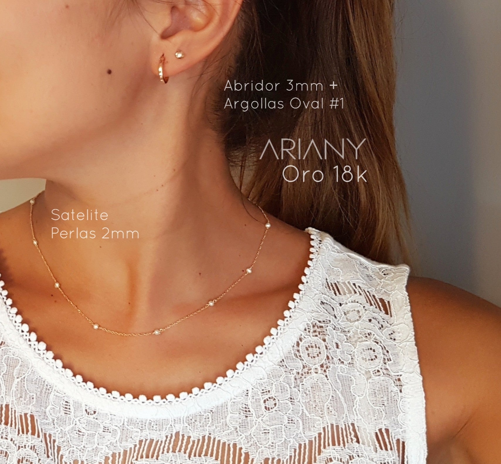 Cadena Satelite Perlas - Oro 18k