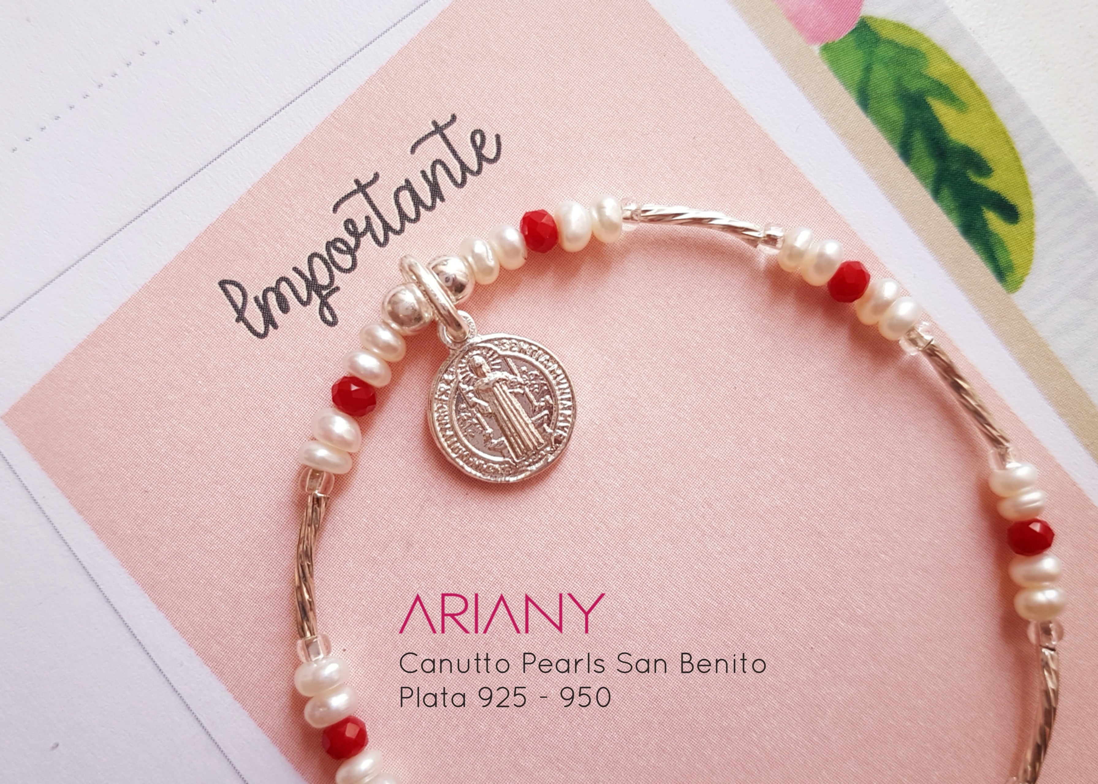 Pulsera San Benito Canutto & Perlas - P925/950