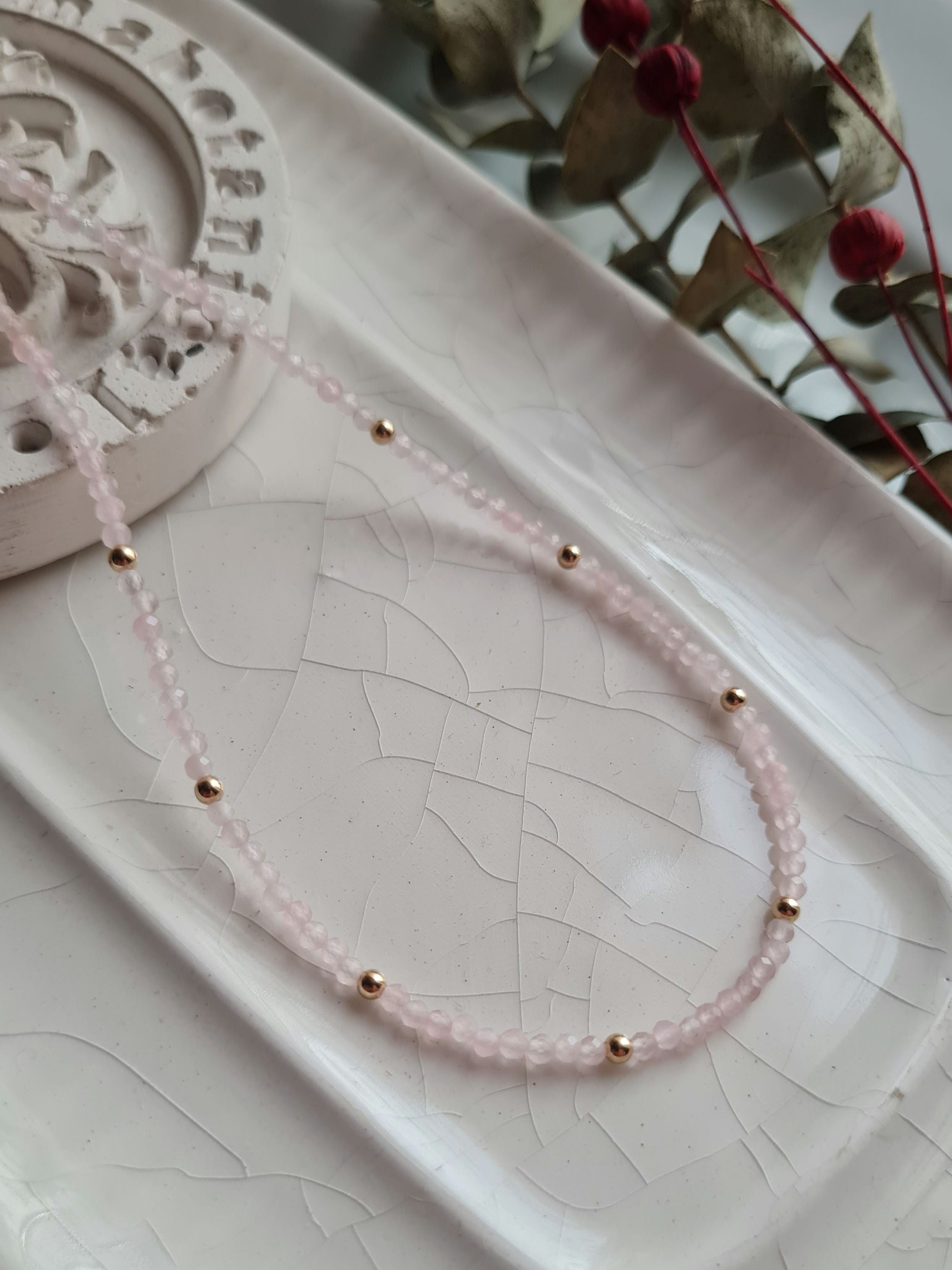 Gargantilla Energy Cuarzo Rosa: Amor - GF 14k