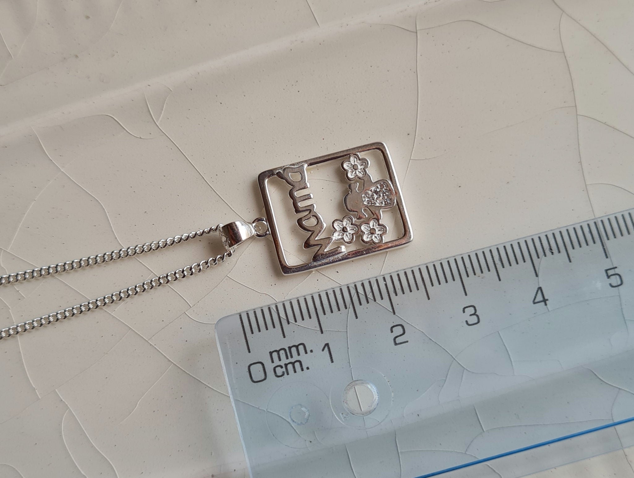 Cadena Mami con Flores - Plata 925