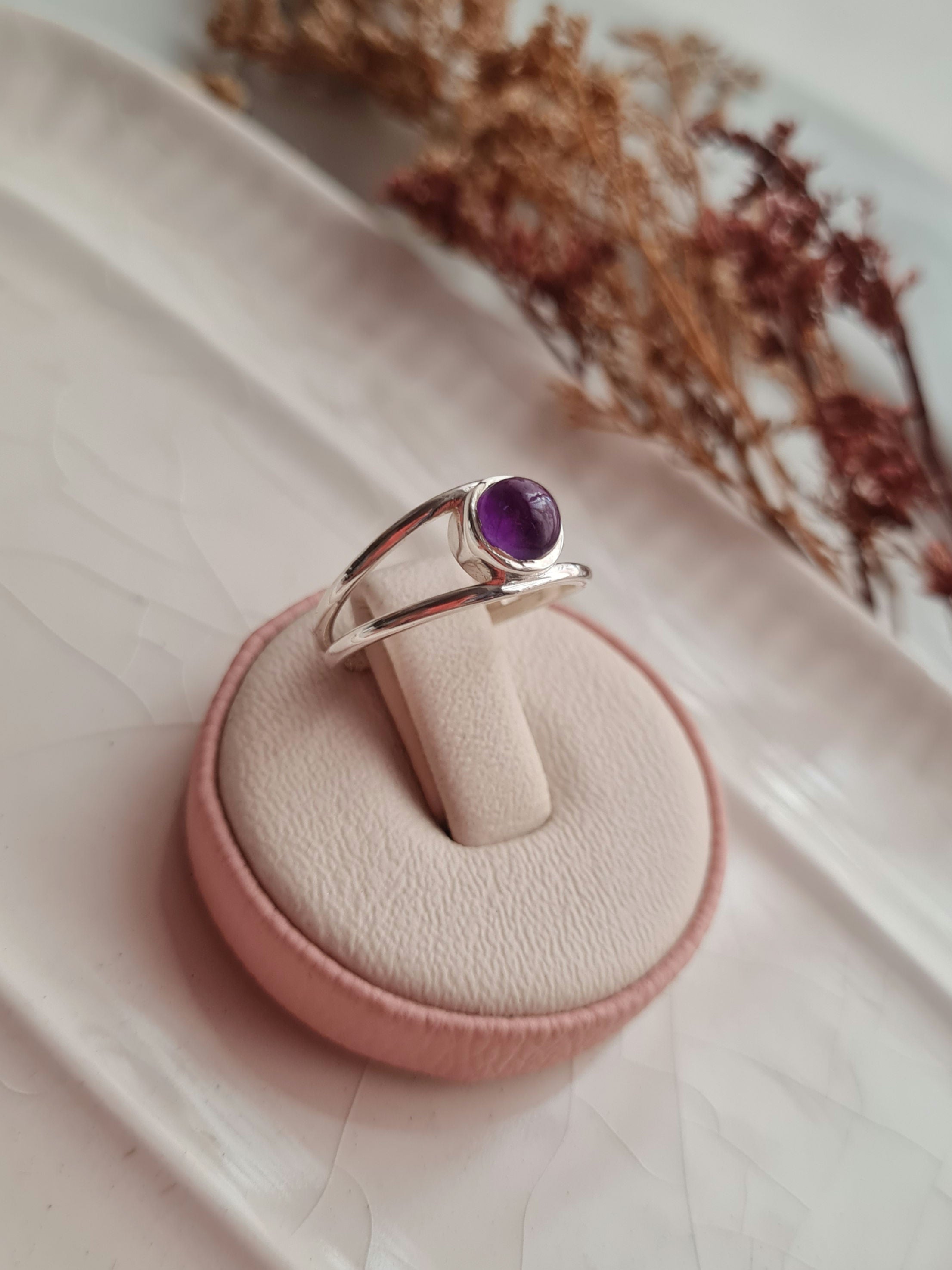 Anillo Doble Amatista: Felicidad & Transmutación - P925