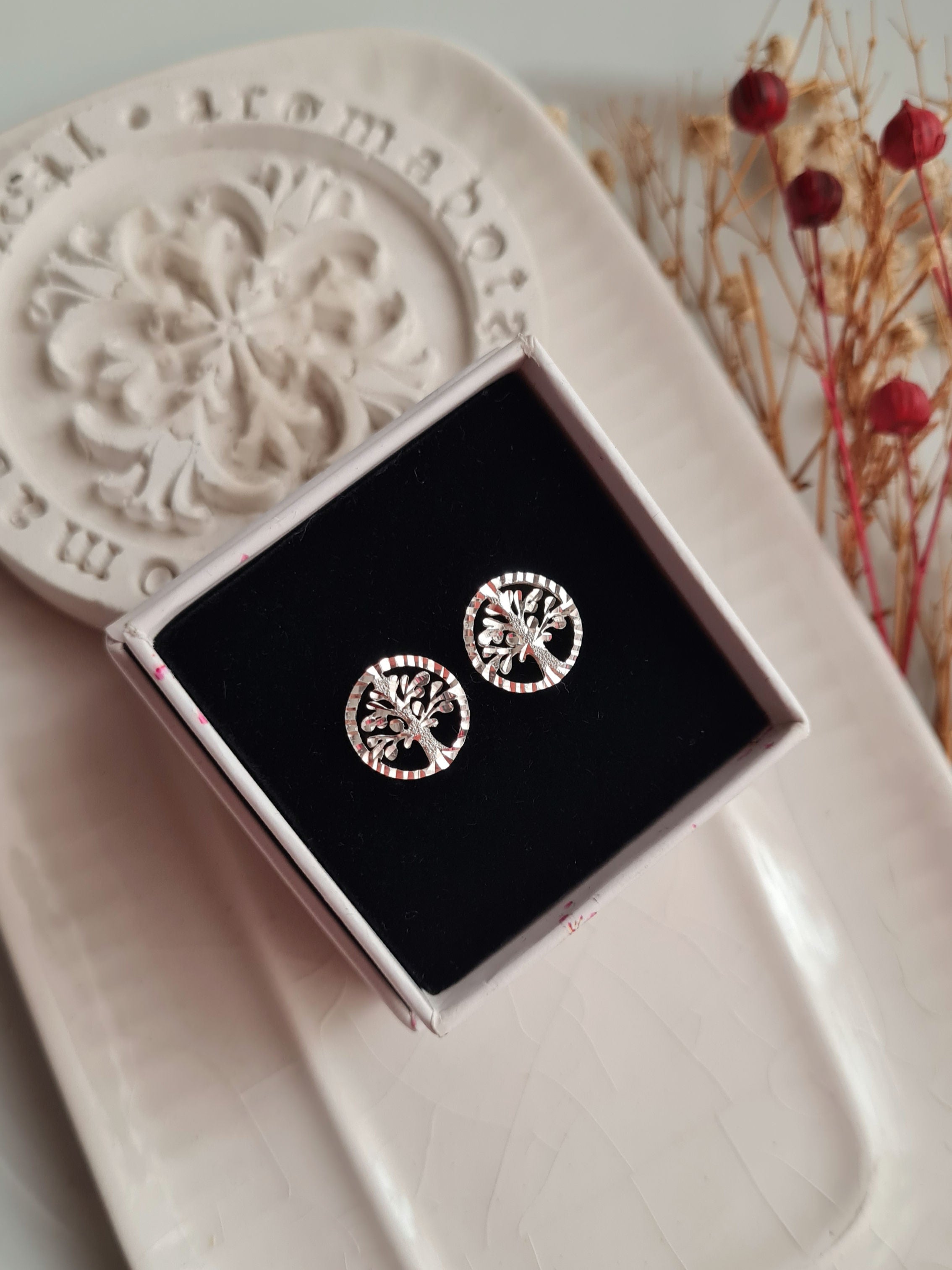 Aretes Arbol de la Vida Diamantados - Plata 950