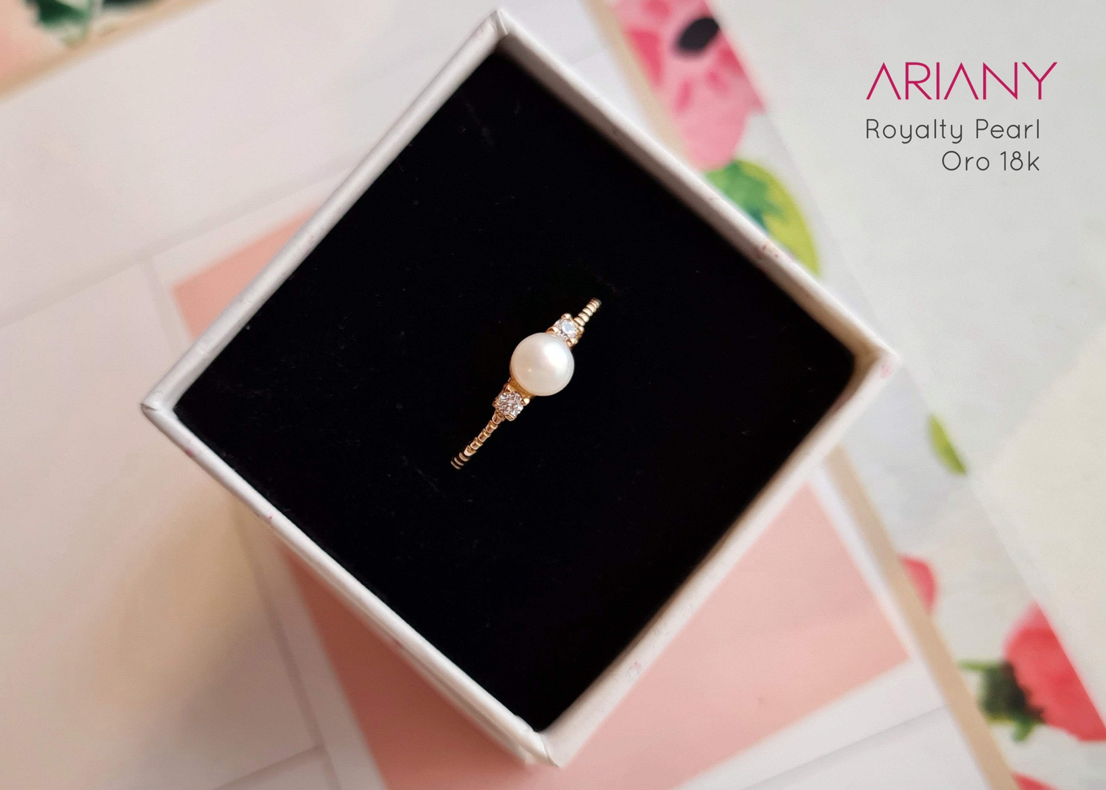 Anillo Perla & Swarovski - Oro 18k