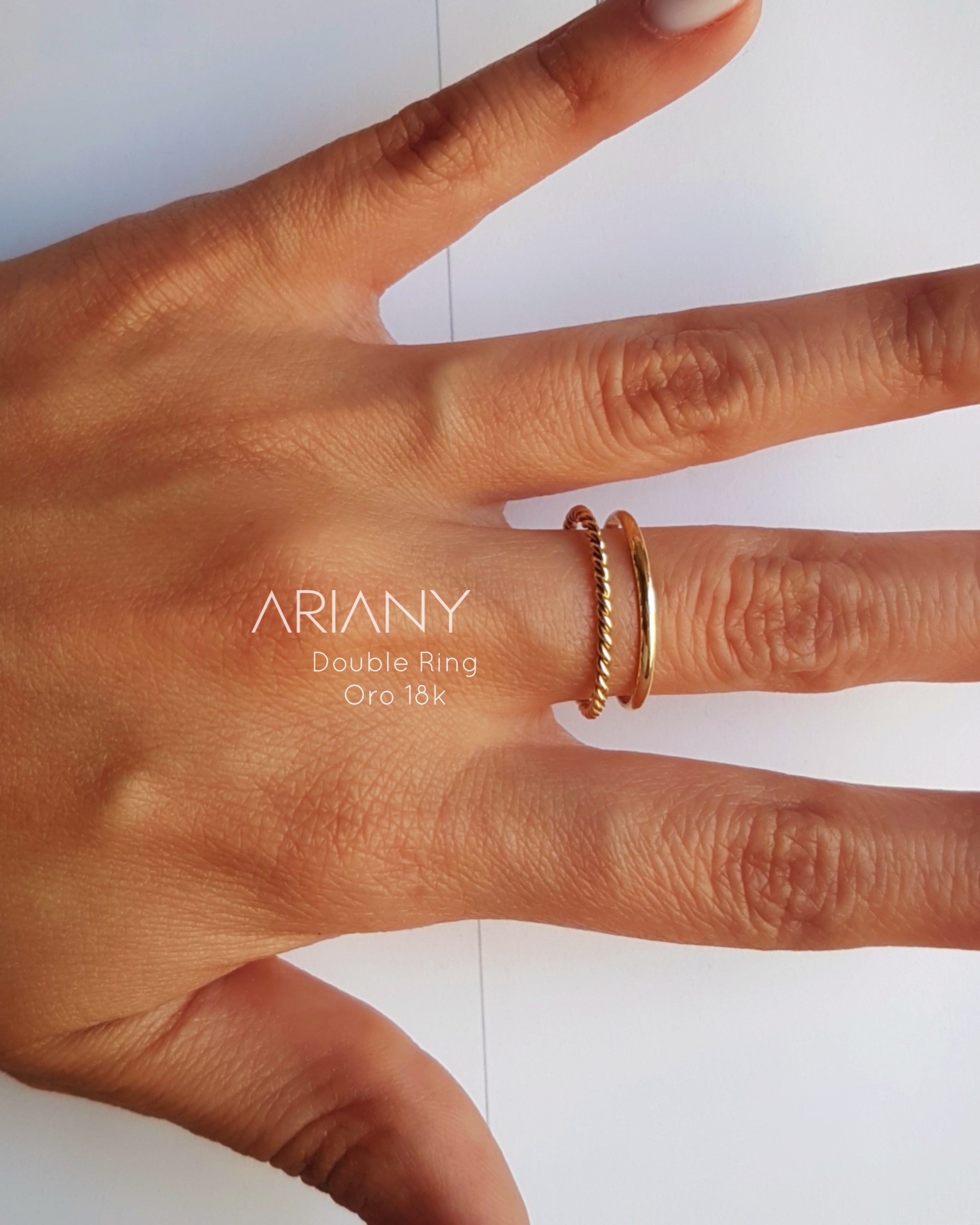 Anillo Doble (Liso & Entorchado) - Oro 18k