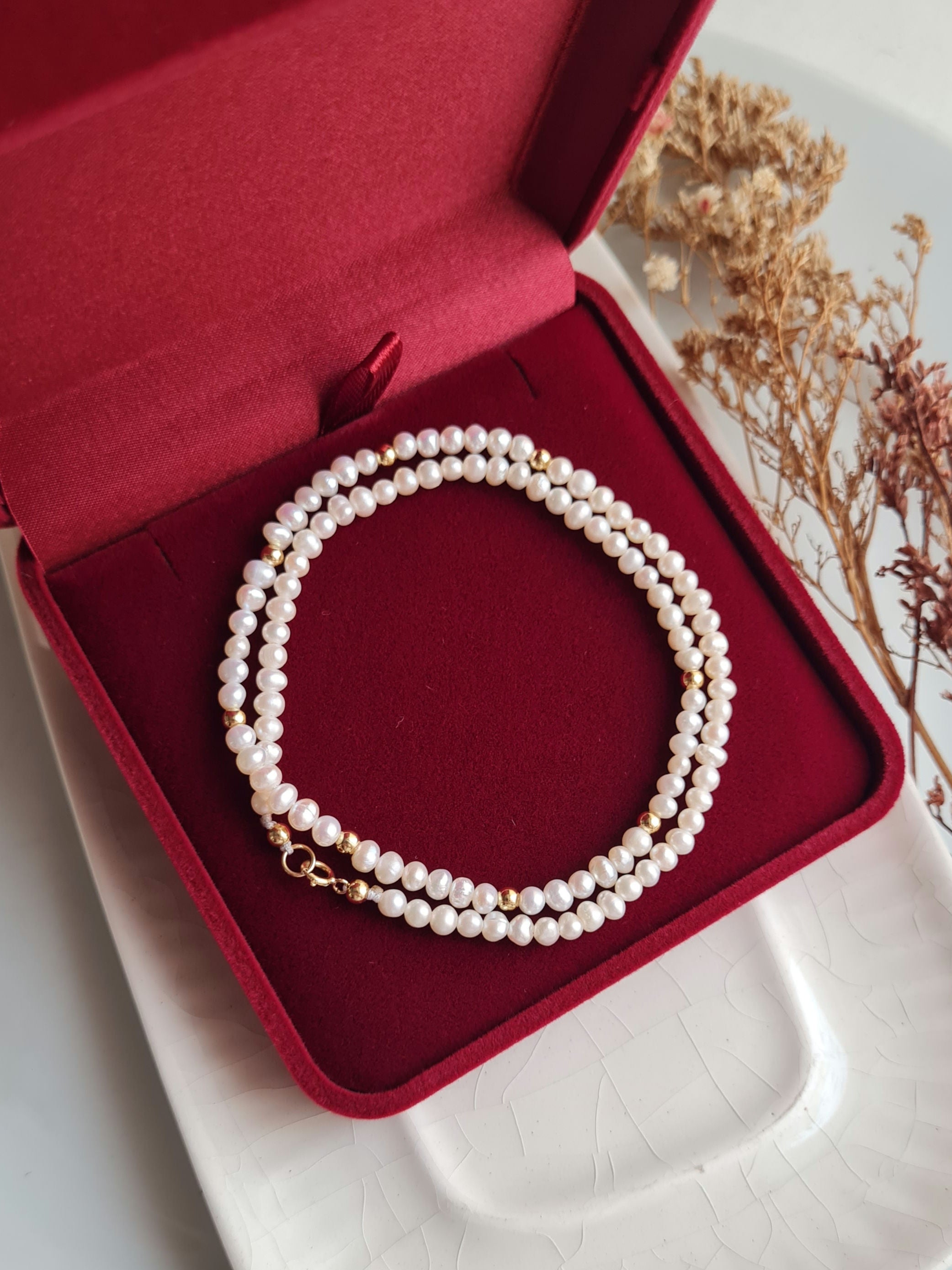 Gargantilla de Perlas Redondas - Oro 18k