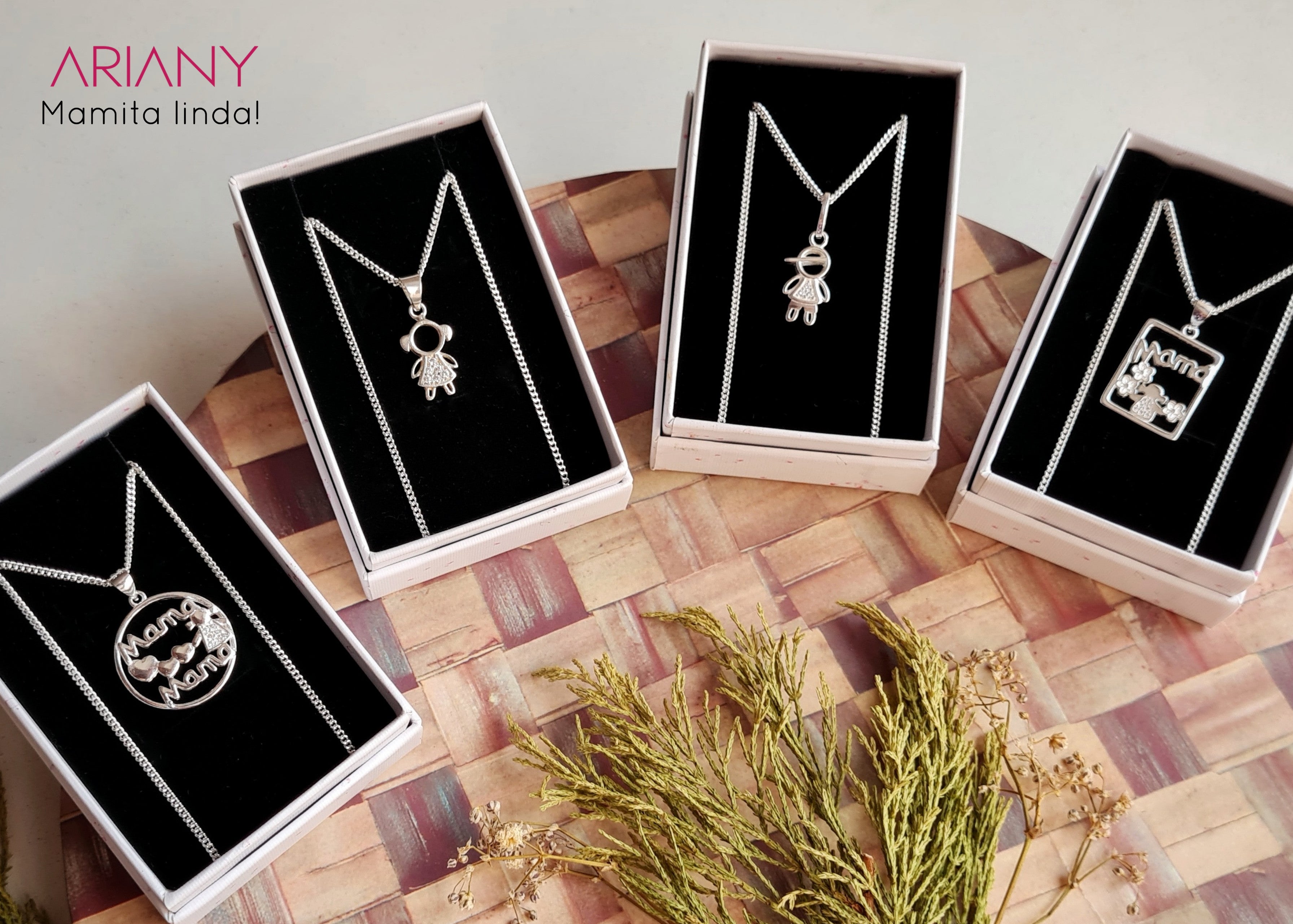 Cadena Mami con Flores - Plata 925