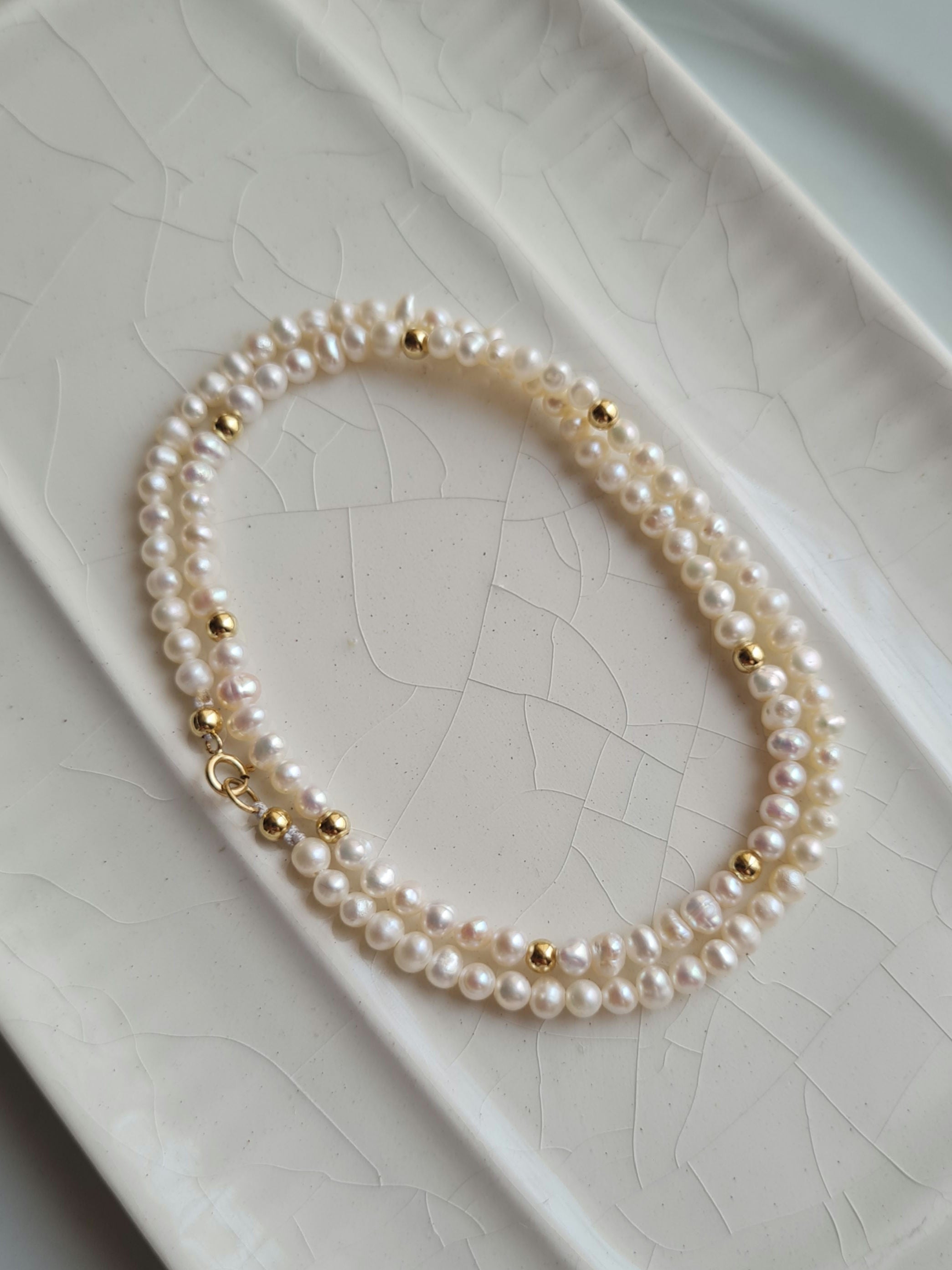Gargantilla de Perlas Redondas - Oro 18k
