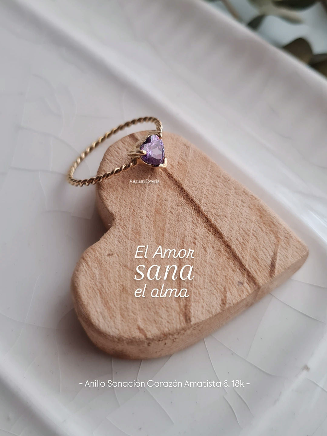 Anillo Corazon Amatista - Oro 18k