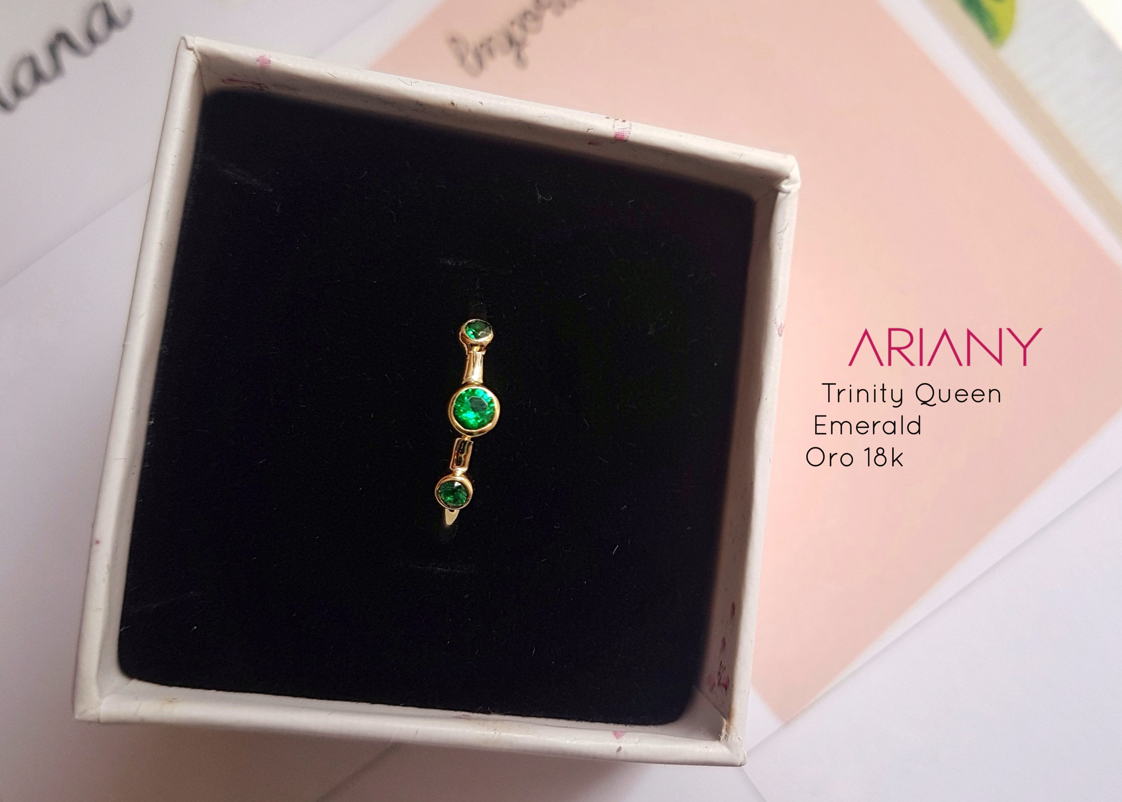 Anillo Esmeralda Trinity Queen - Oro 18k