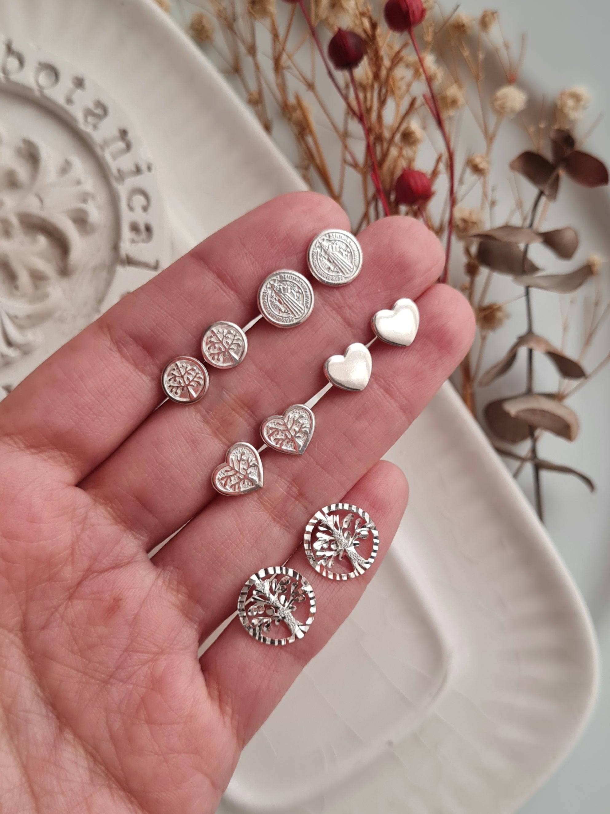 Aretes Arbol Corazon - Plata 950