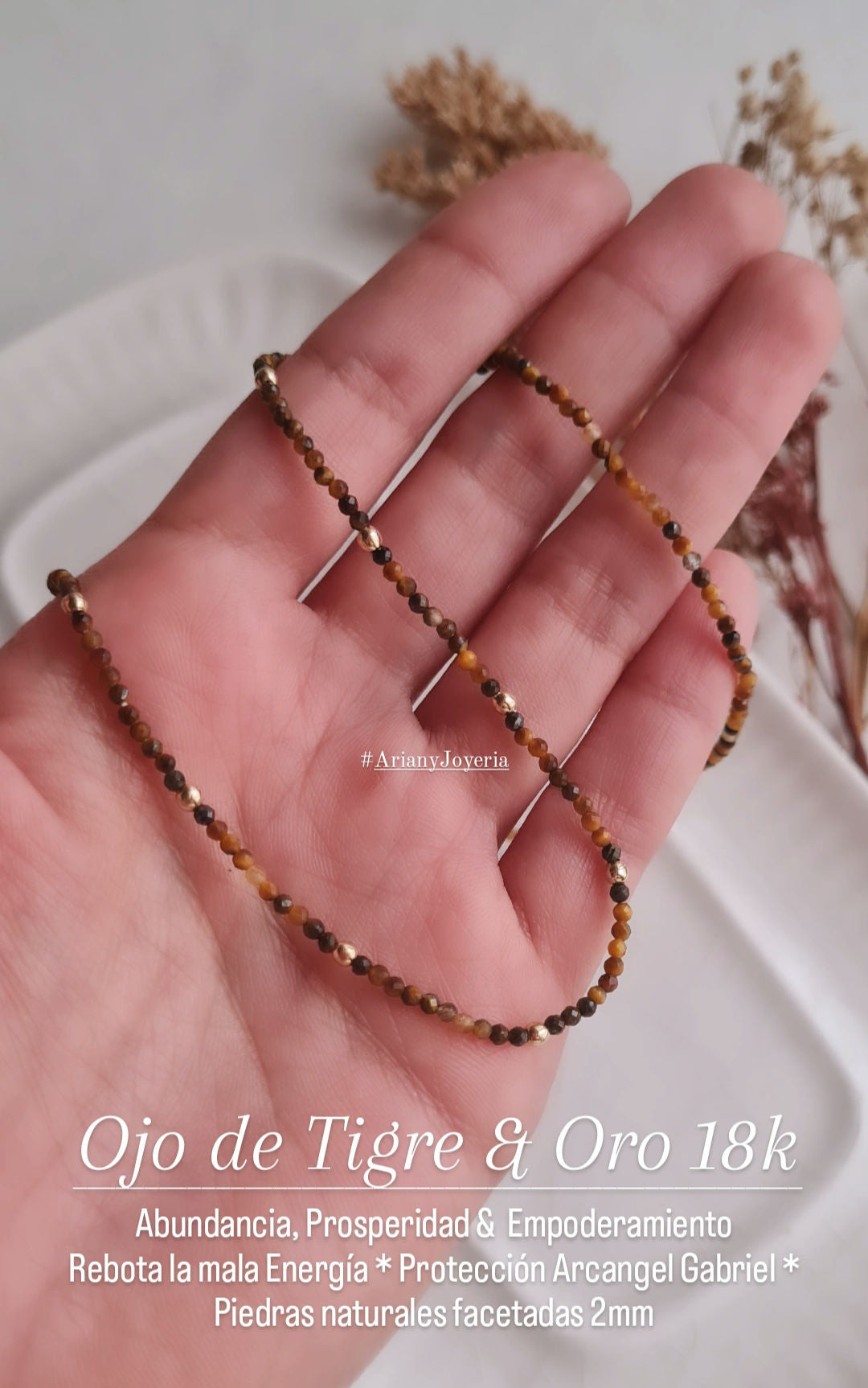 Gargantilla Energy Ojo de Tigre: Abundancia - Oro 18k
