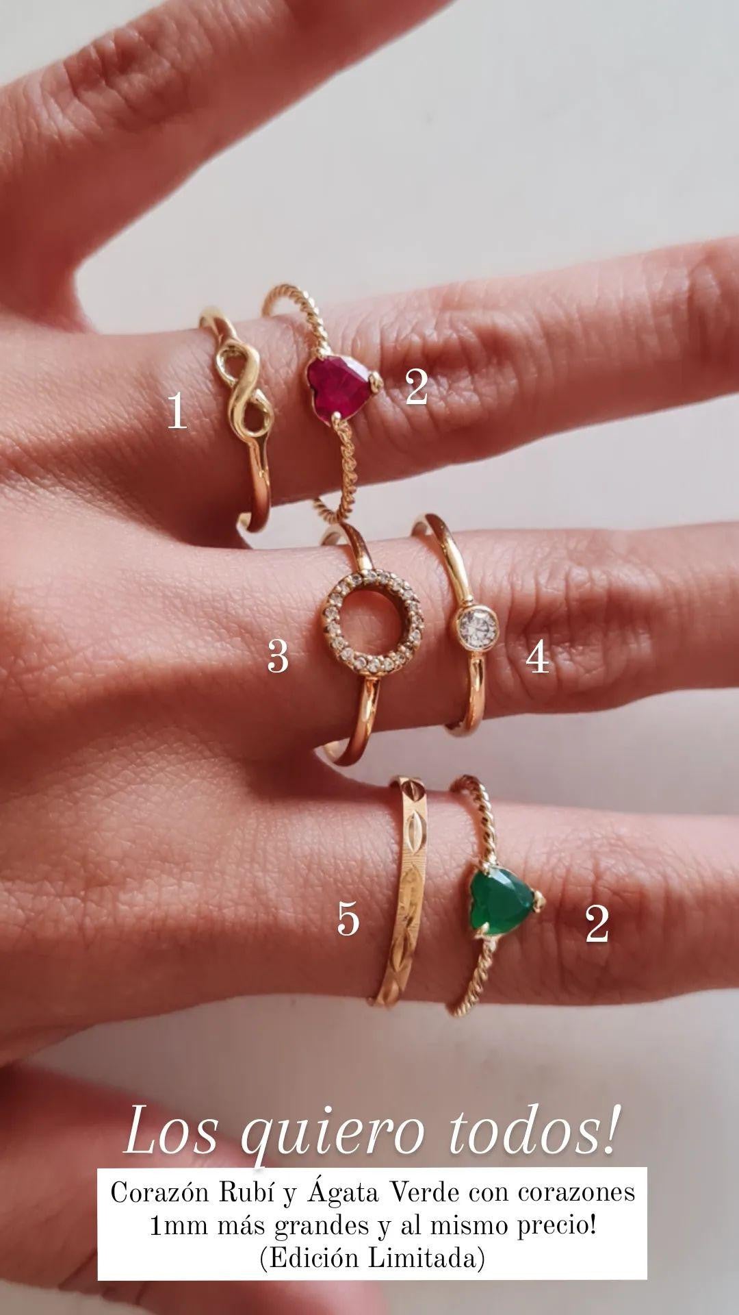Anillo Corazon Rubi - Oro 18k