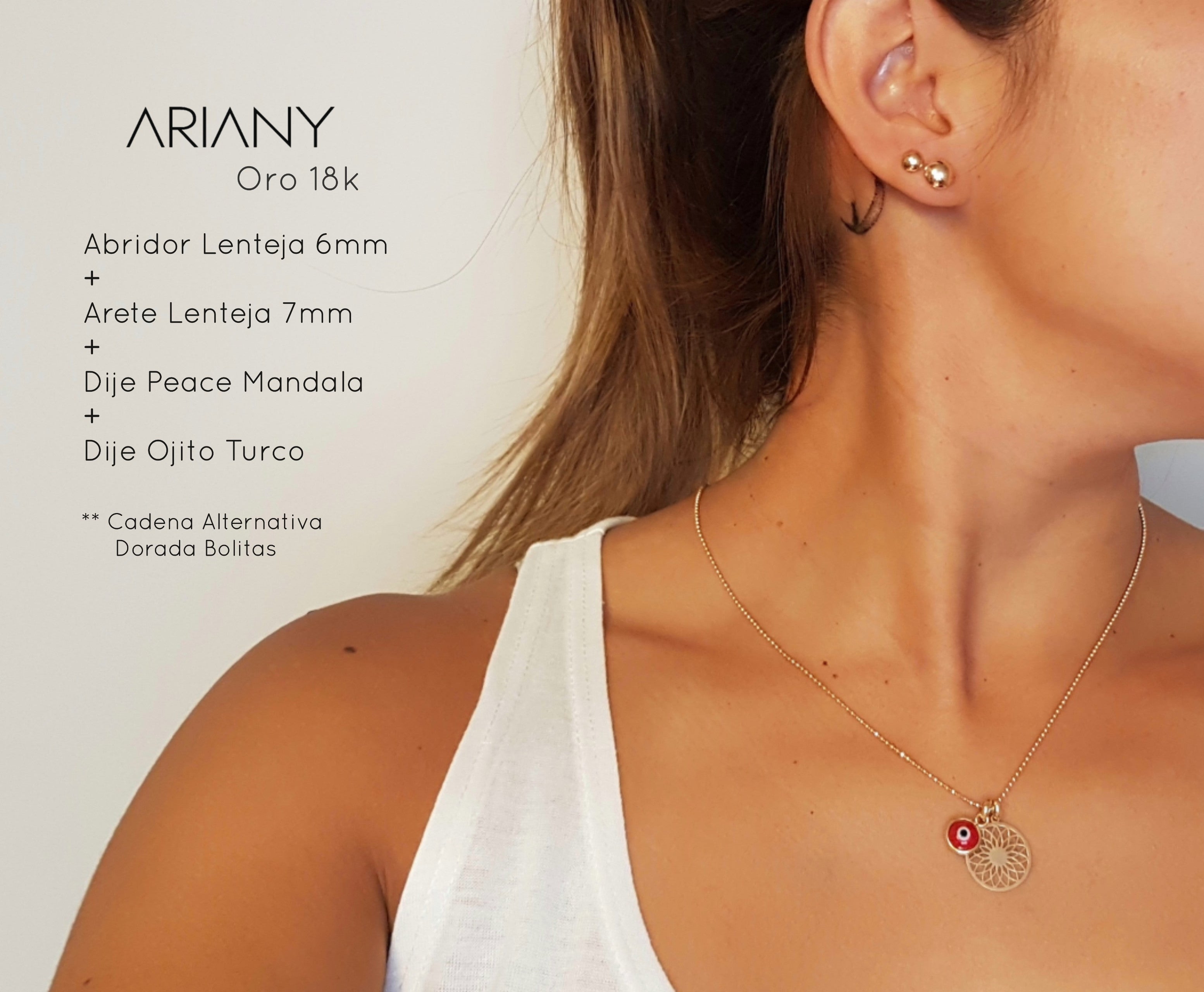 Aretes Lentejas - Oro 18k